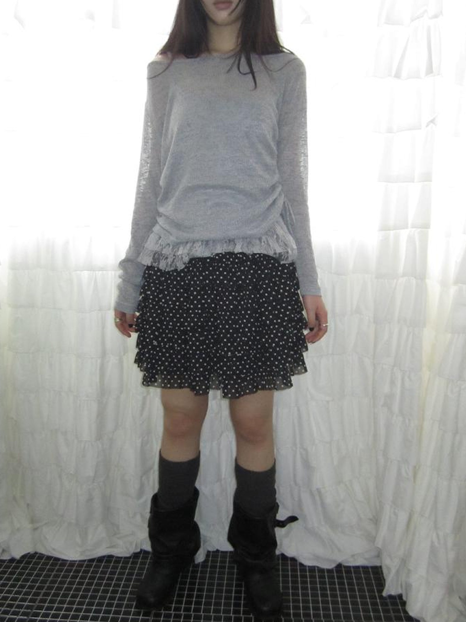 ang project Summer Tiered Ruffle Waist Polka Dot Skirt