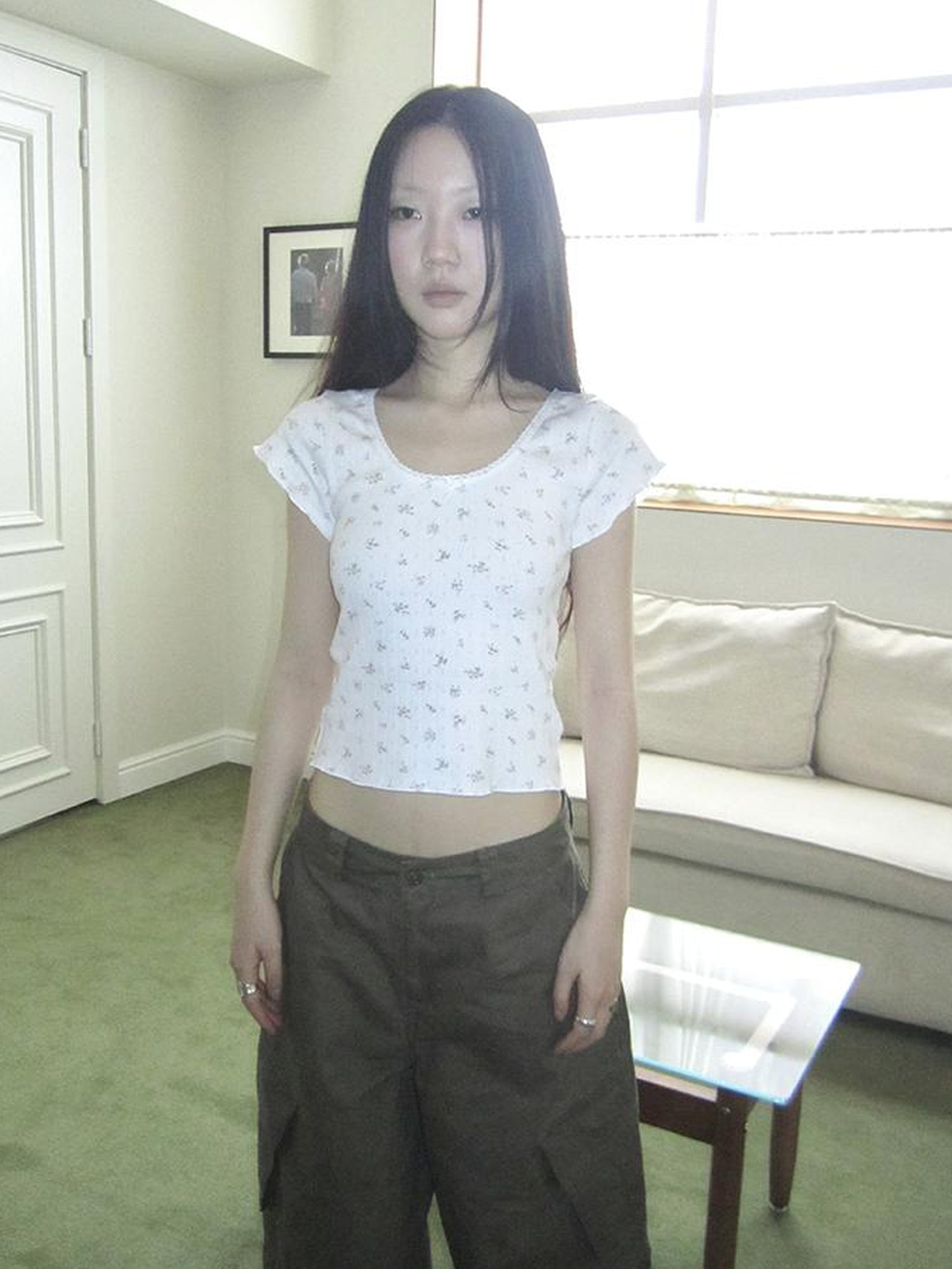 Updateang project Sweet Floral Bow Short Sleeve T-Shirt Women Stretchy Fit Top