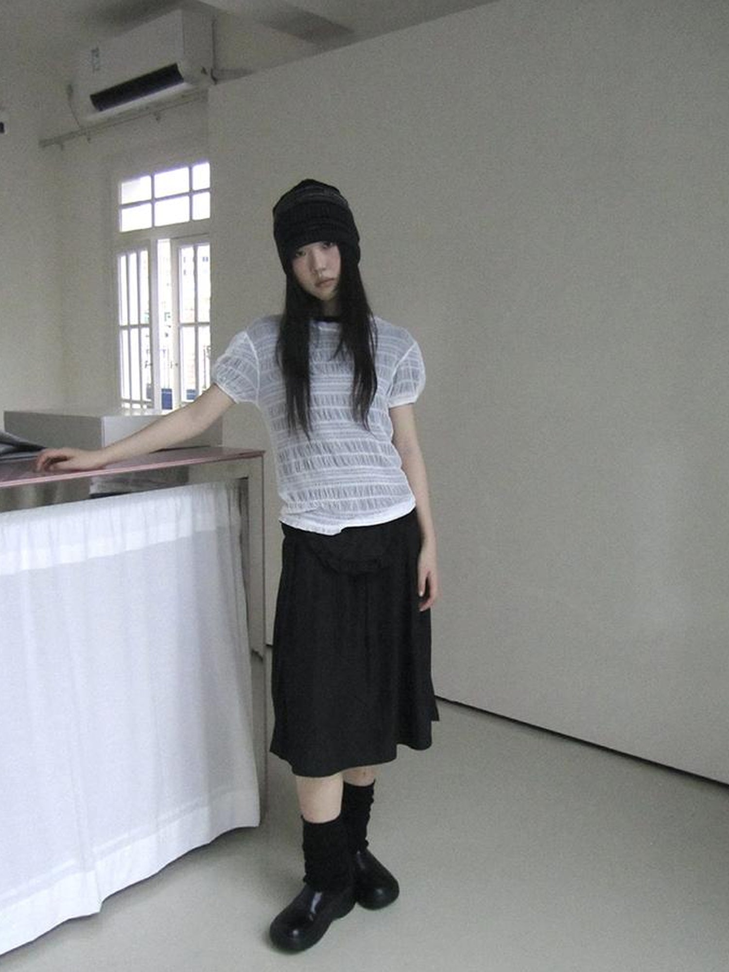 ang project Textured Bubble Sleeve Top