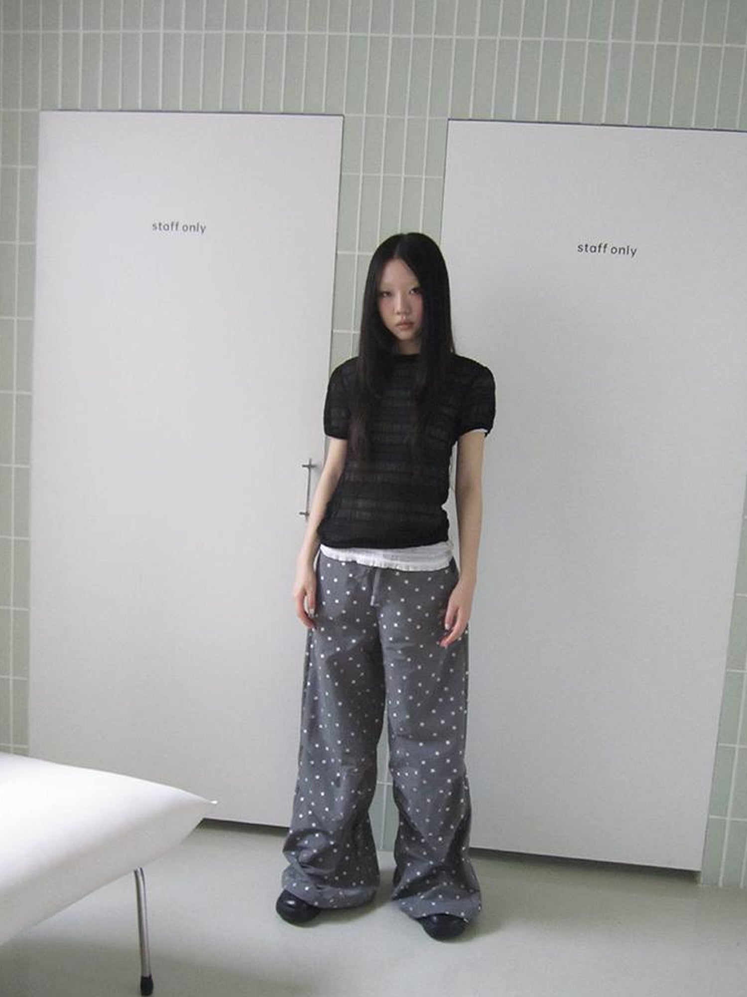 ang project Textured Bubble Sleeve Top