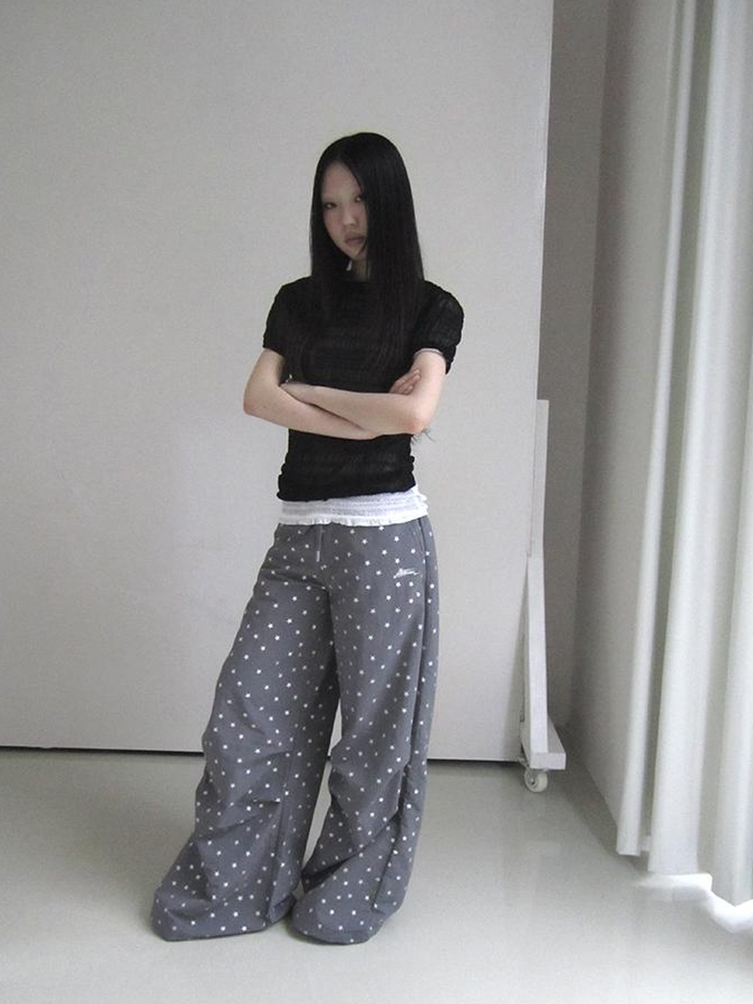 ang project Textured Bubble Sleeve Top