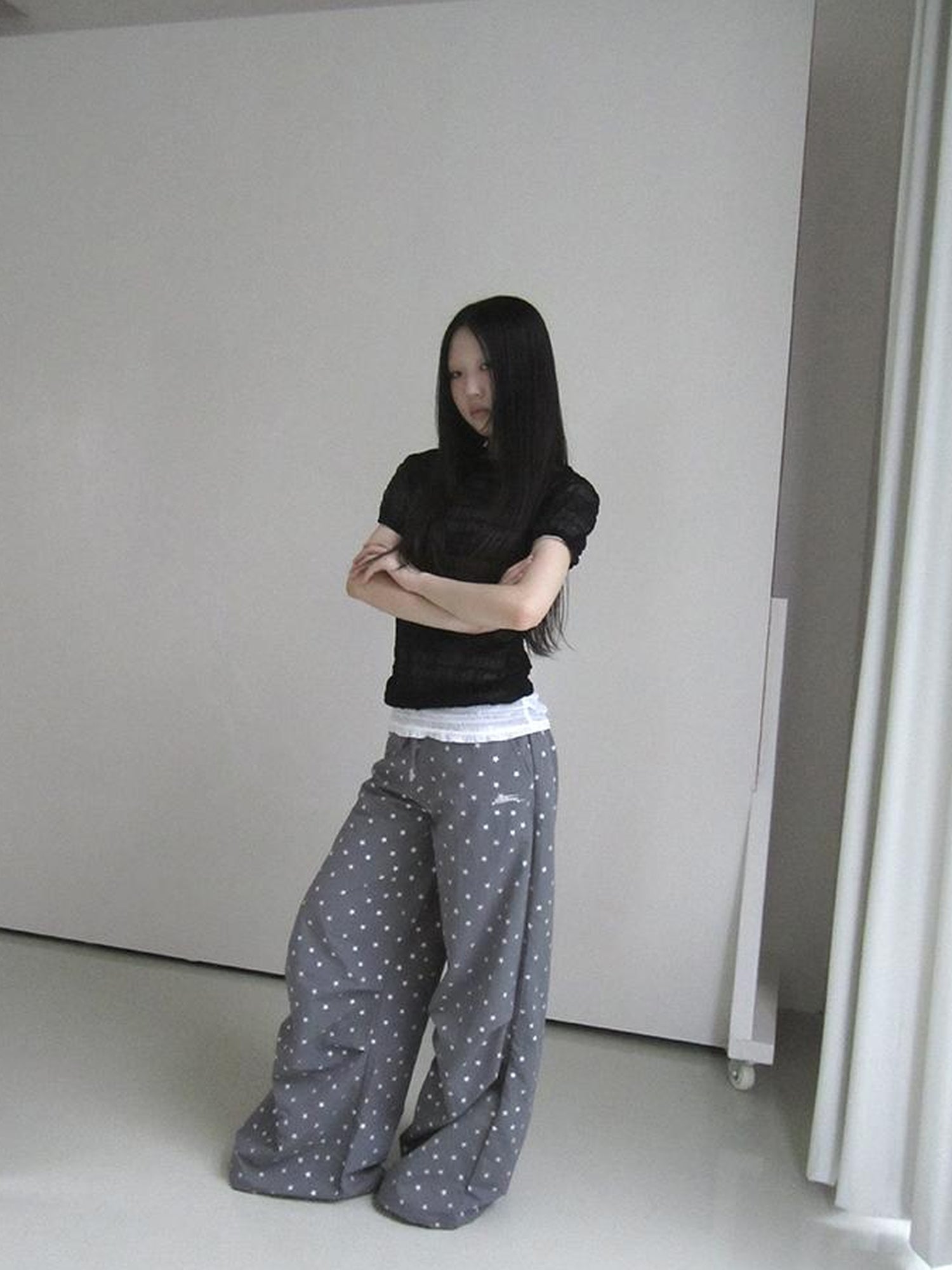 ang project Textured Bubble Sleeve Top