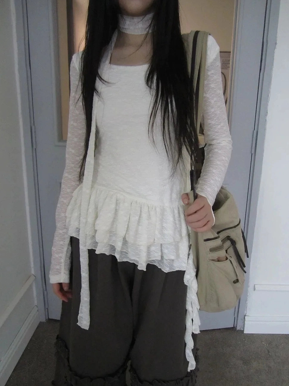 ang project Textured Knit Dress With Scarf And Layered Skirt T-shirt