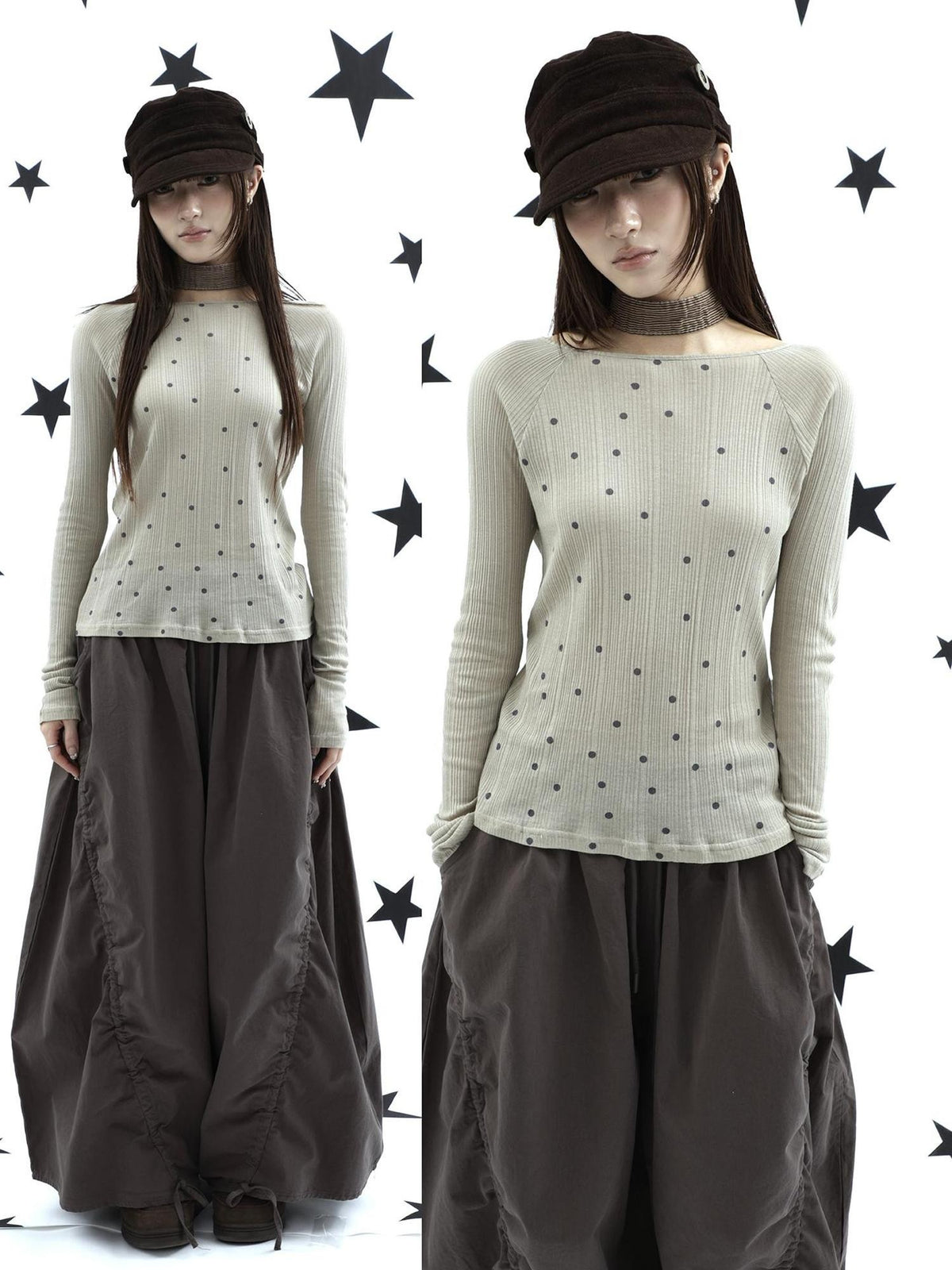 ang project Textured Polka Dot Vertical Stripe Slim Women&