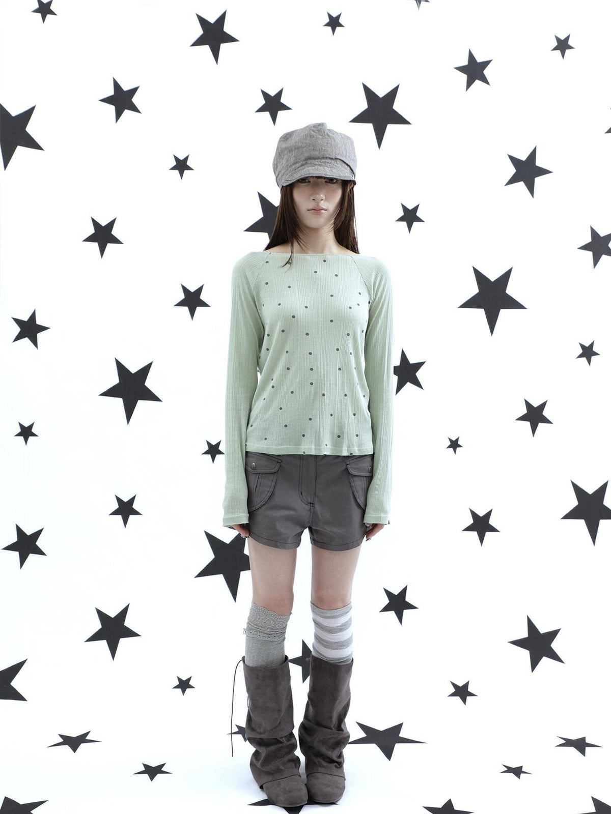 ang project Textured Polka Dot Vertical Stripe Slim Women&
