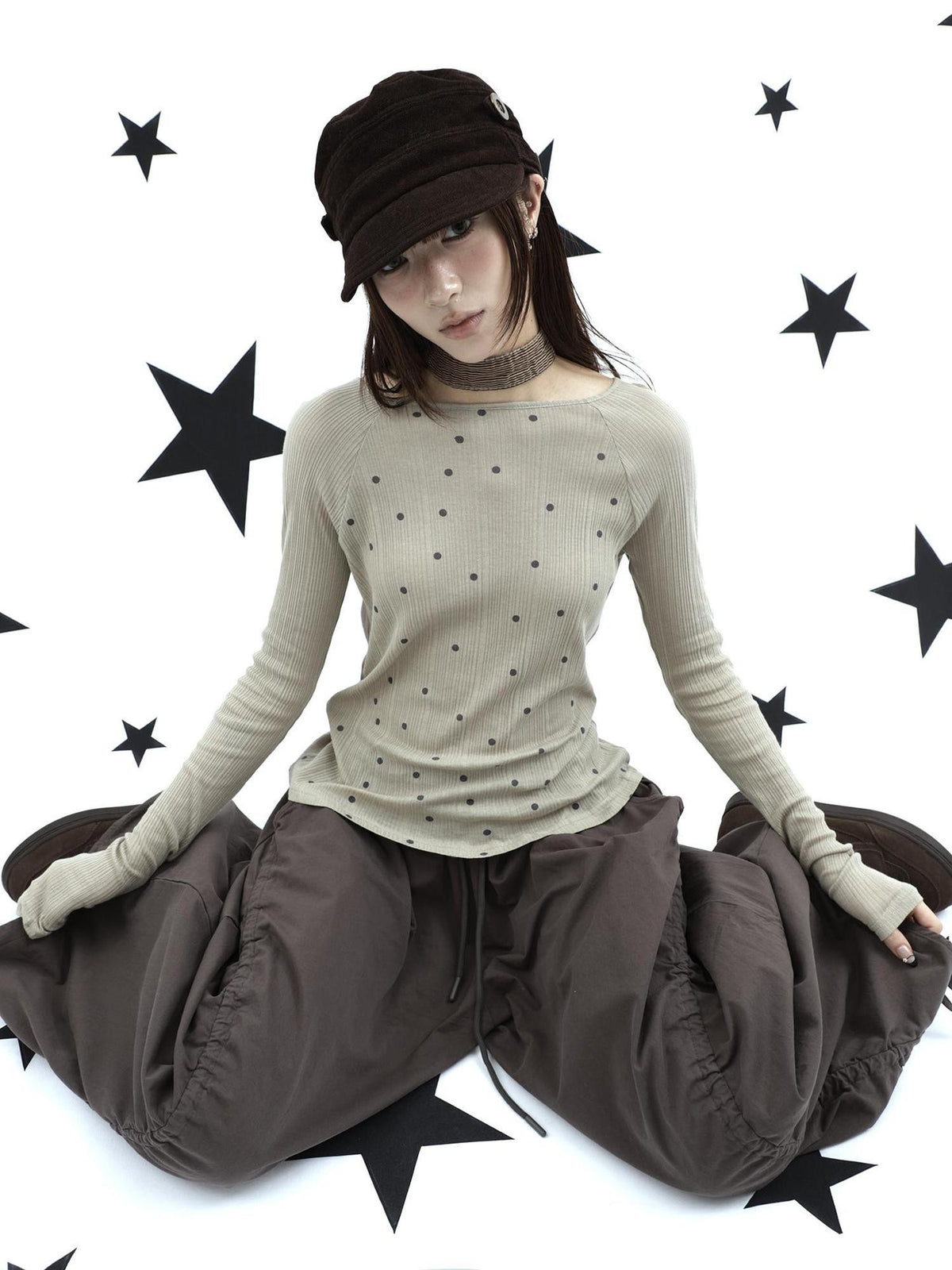 ang project Textured Polka Dot Vertical Stripe Slim Women&