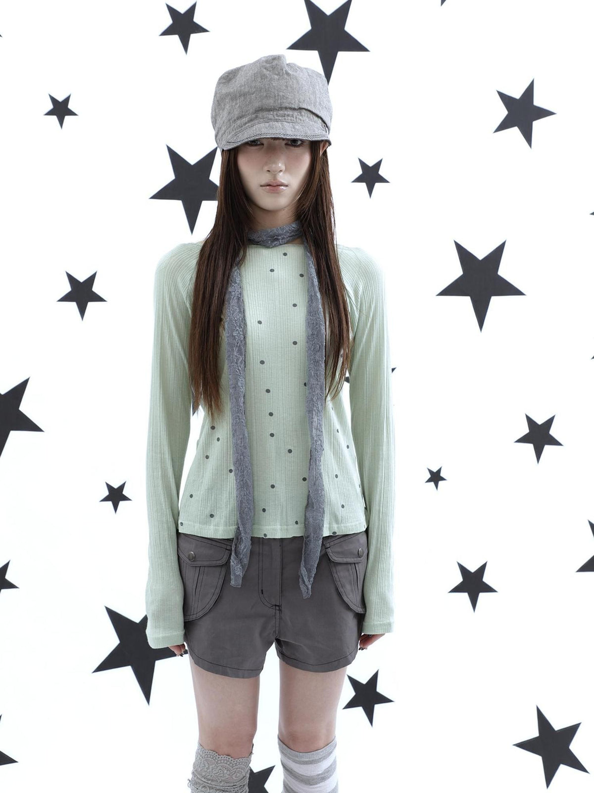 ang project Textured Polka Dot Vertical Stripe Slim Women&