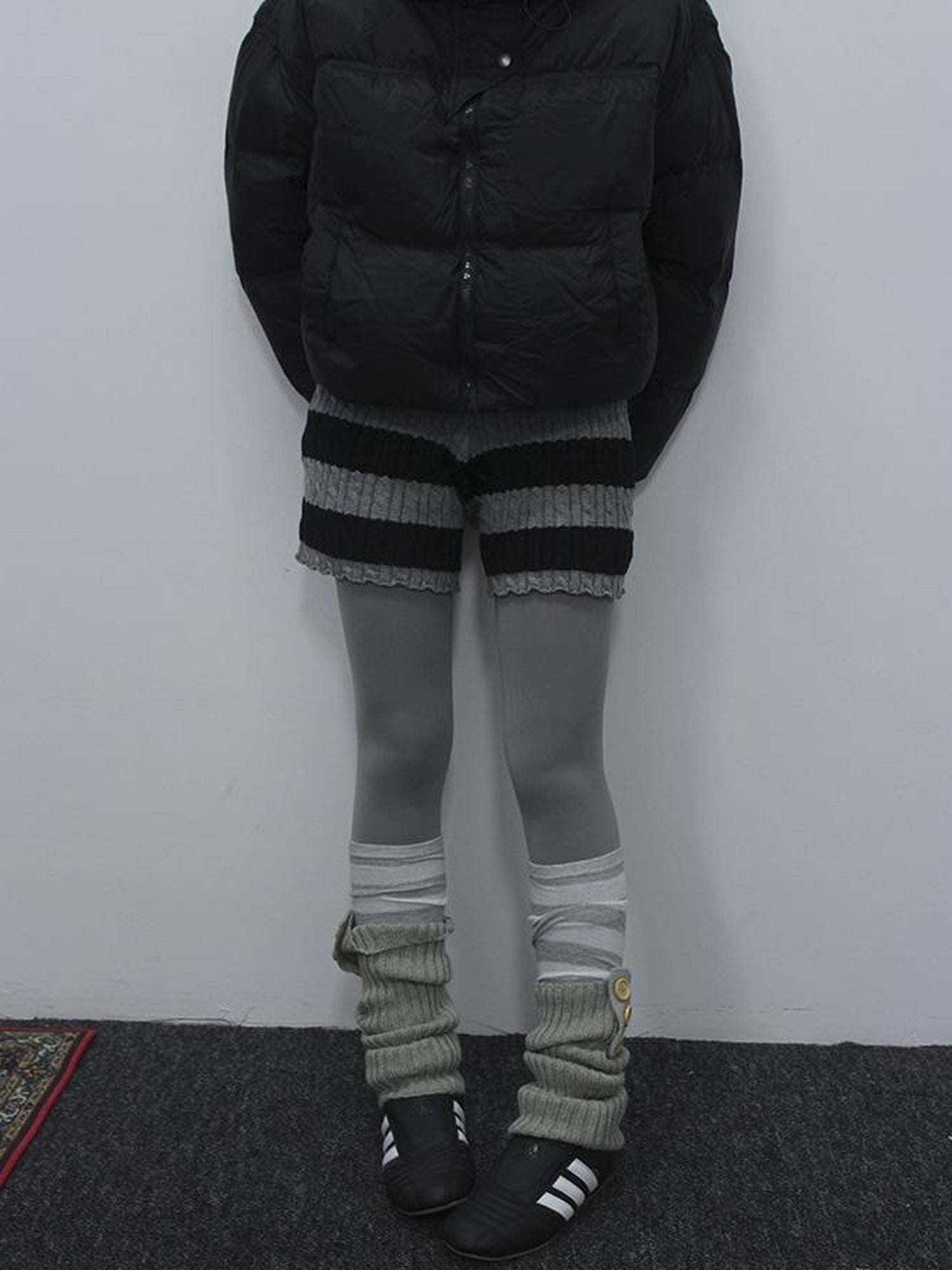 ang project Textured Stripe Knit Shorts Women Stretch Slim Fit Color Block