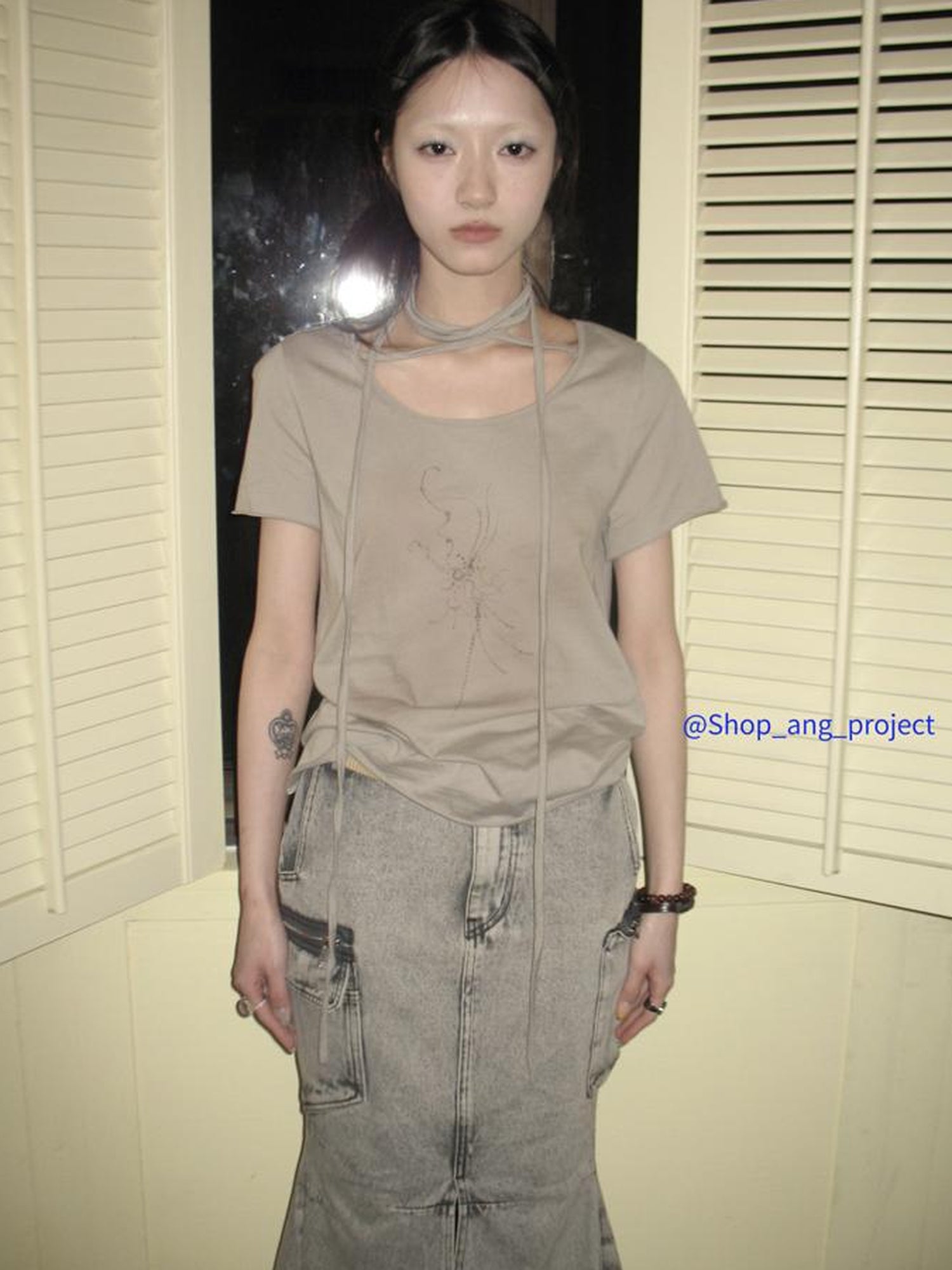 Updateang project Tie Dye Print Wrap Detail Cropped Tee
