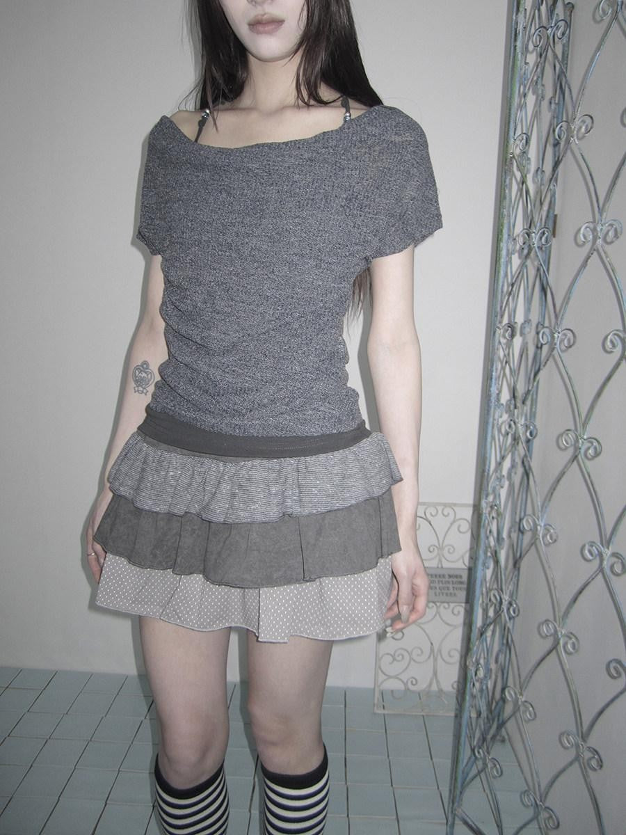 ang project Tiered Ruffle Striped Polka Dot Patchwork Women&