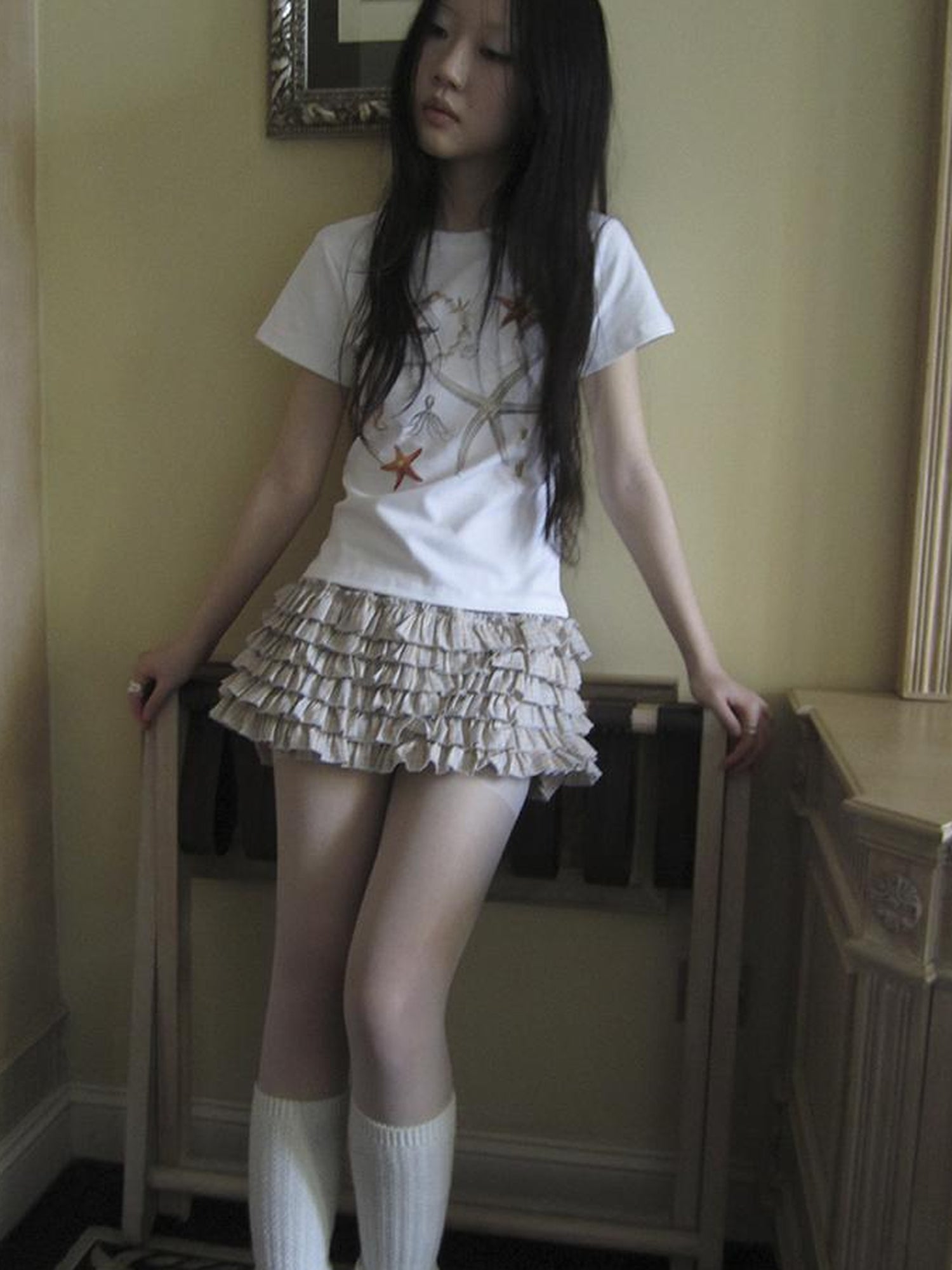 ang project Tiered Sweet Plaid High Waisted Shorts Skirt With Elastic Waistband