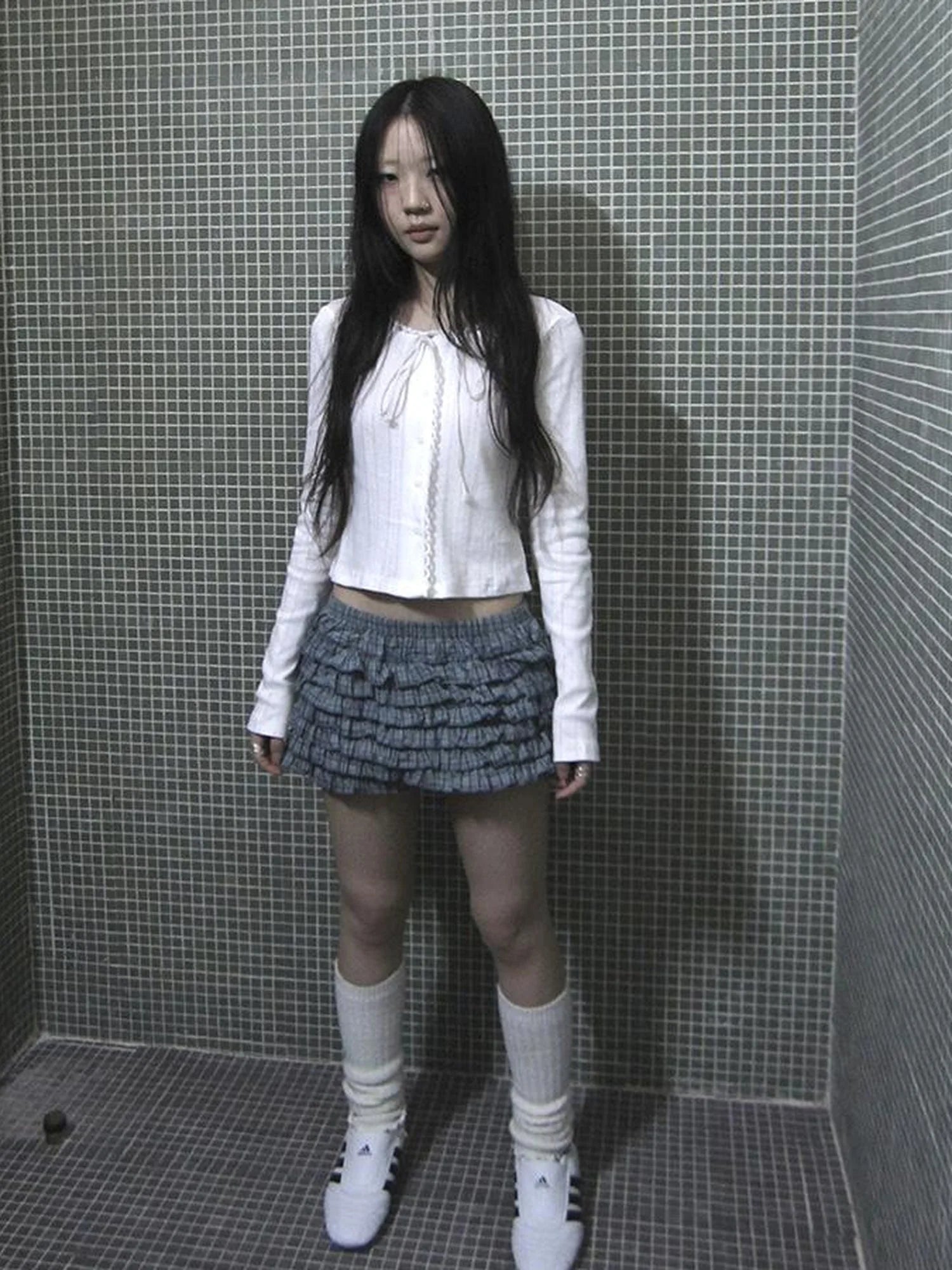 Tiered Sweet Plaid High Waisted Shorts Skirt With Elastic Waistband