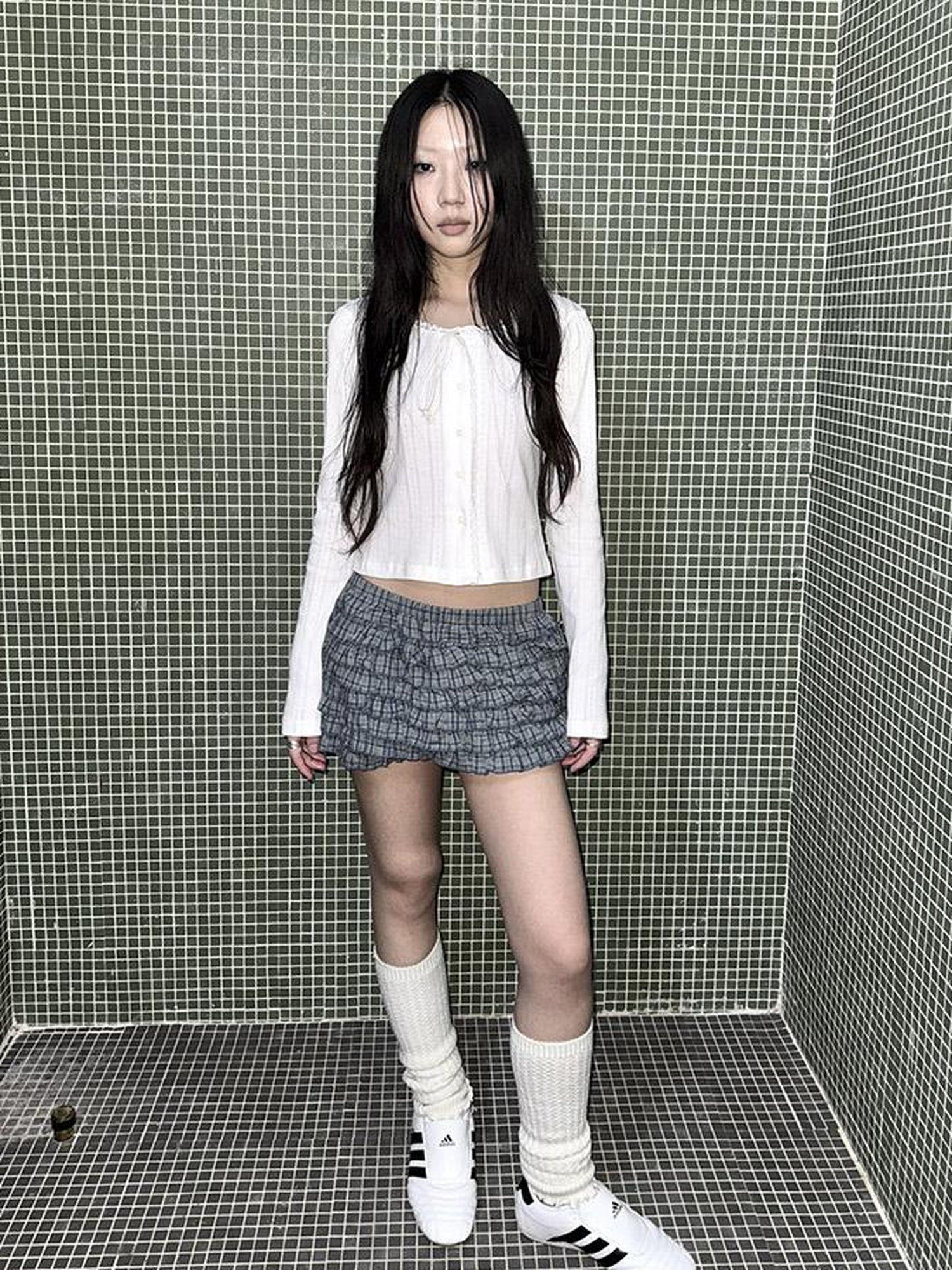 ang project Tiered Sweet Plaid High Waisted Shorts Skirt With Elastic Waistband