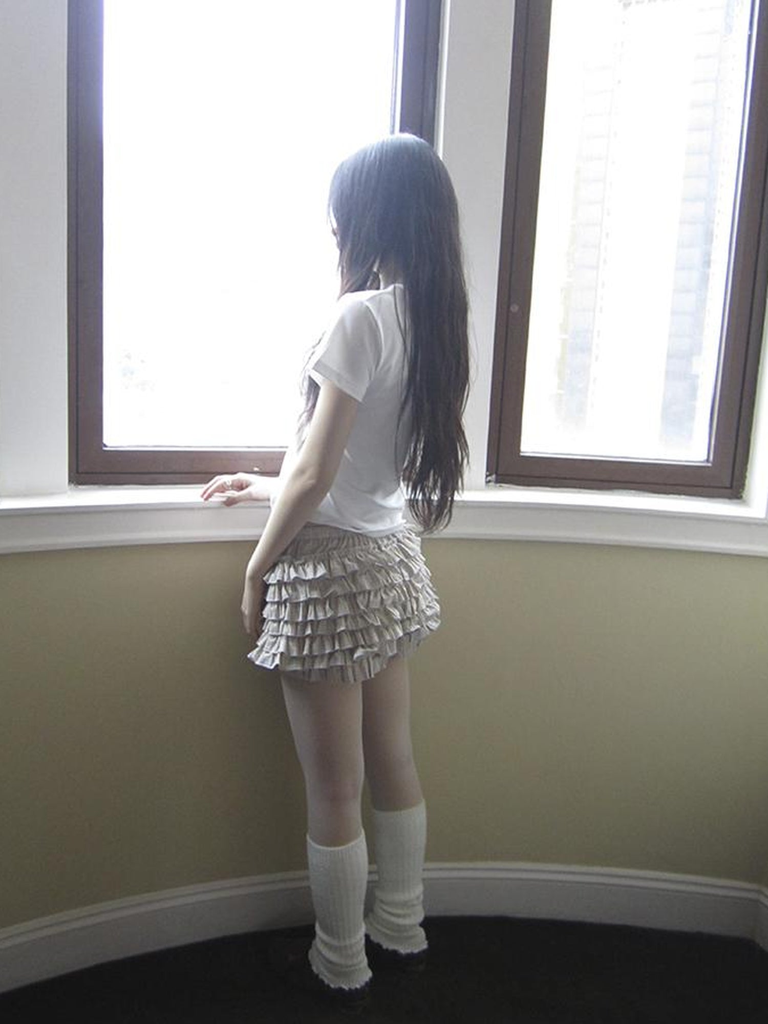 ang project Tiered Sweet Plaid High Waisted Shorts Skirt With Elastic Waistband