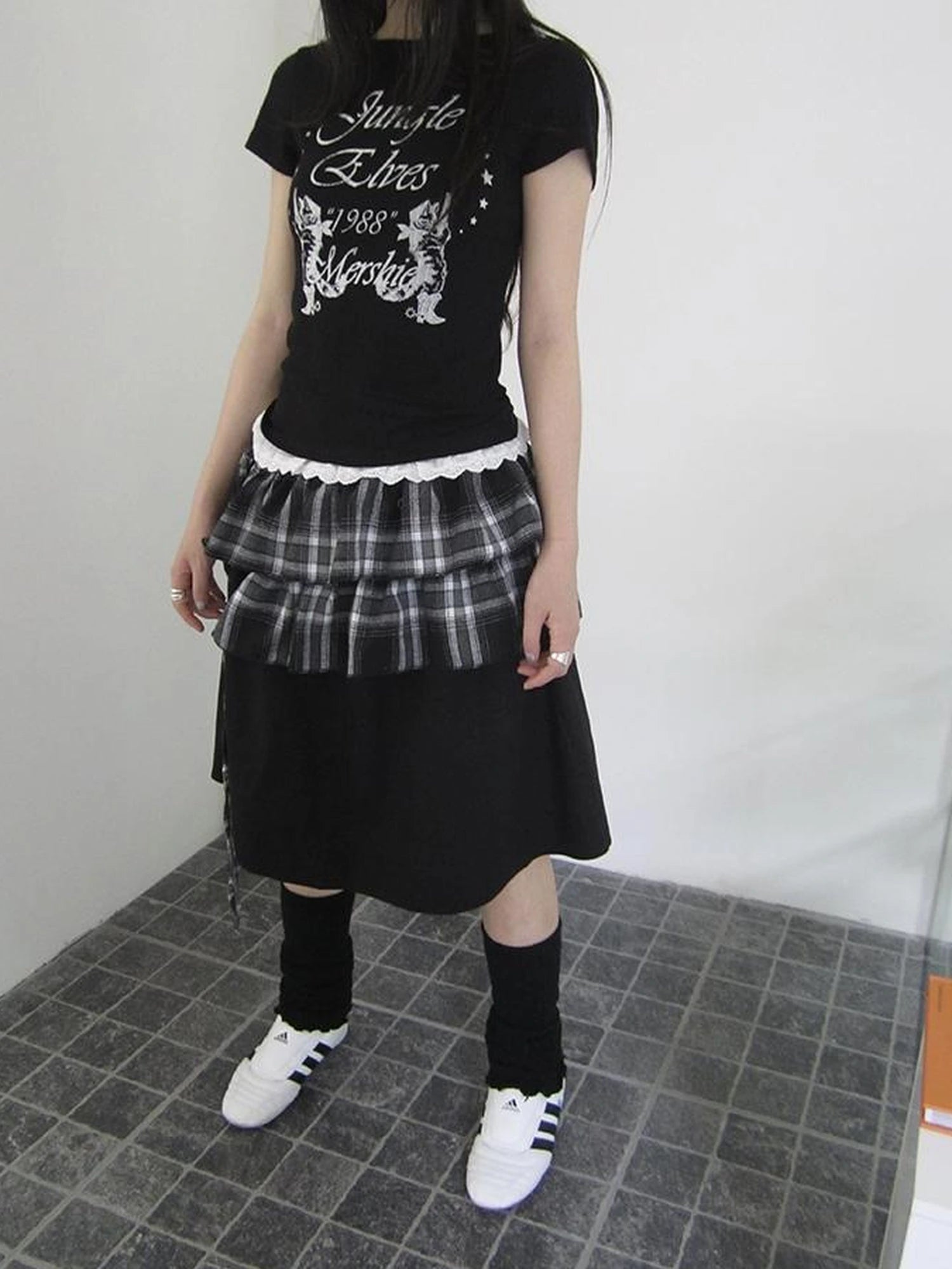 Torn Edge Double Layer Overlap Slip Skirt