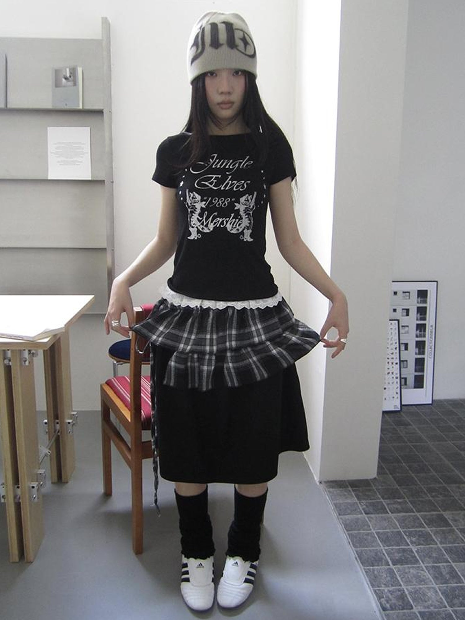 ang project Torn Edge Double Layer Overlap Slip Skirt