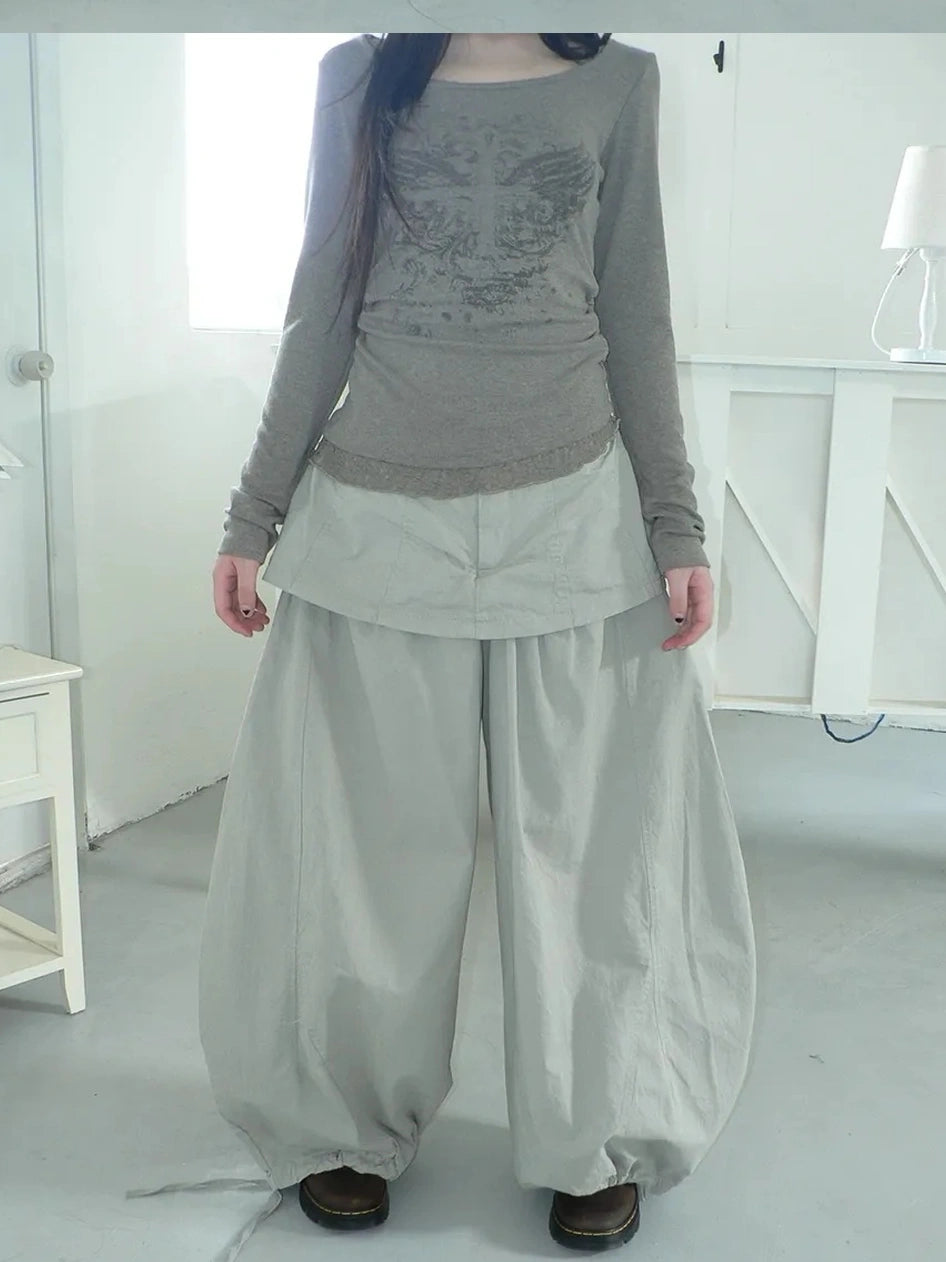 ang project Two Tier Layered Wide Leg Pants Pants