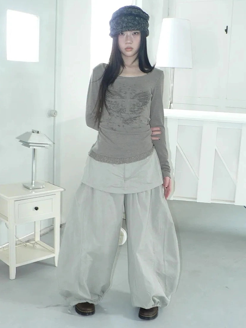 ang project Two Tier Layered Wide Leg Pants Pants