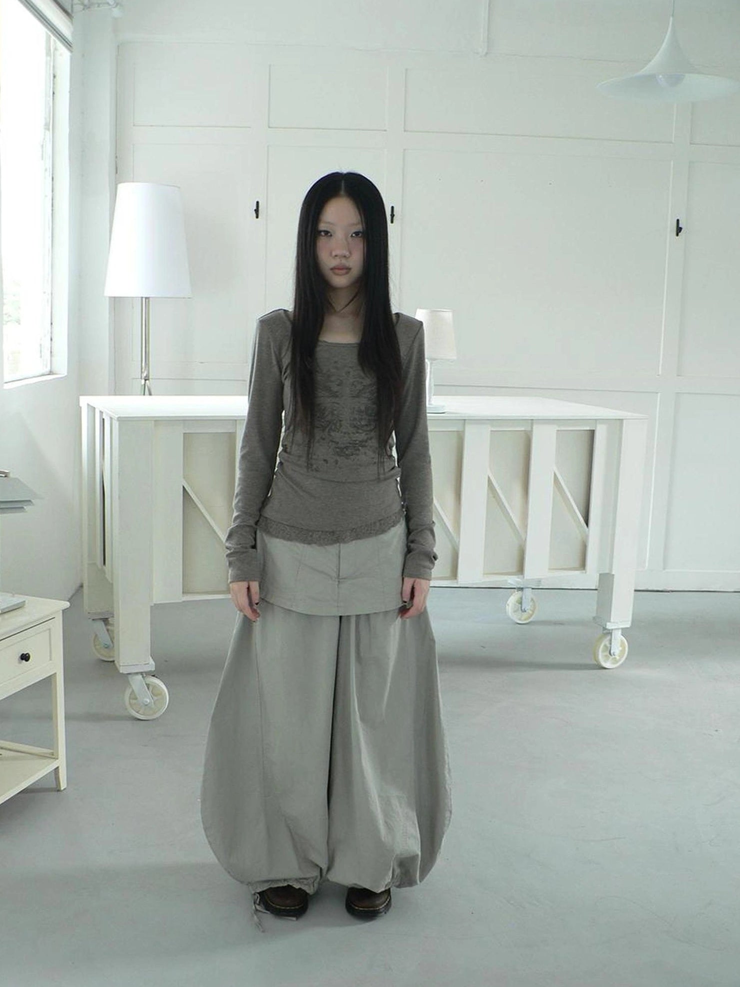 ang project Two Tier Layered Wide Leg Pants Pants