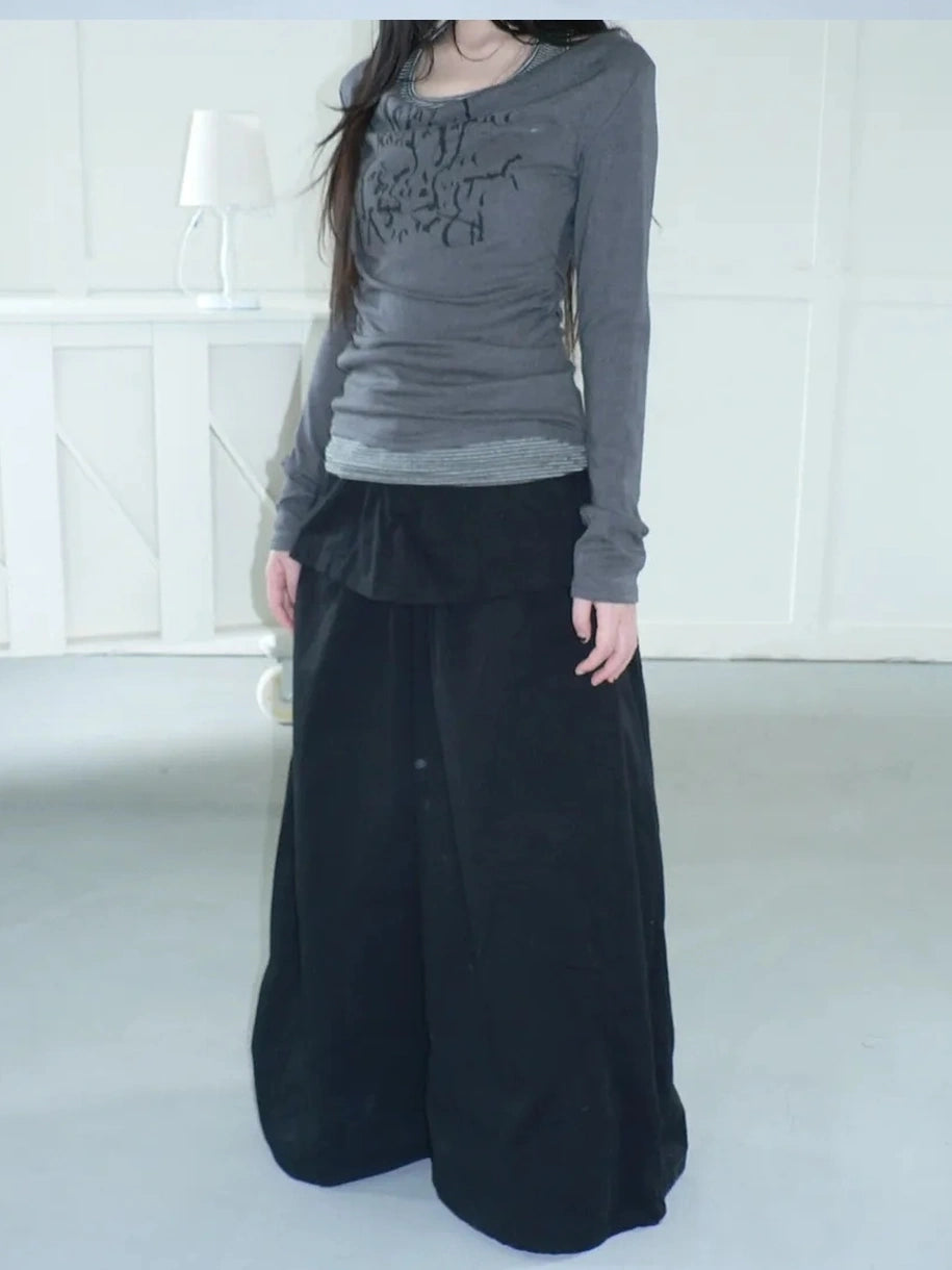 ang project Two Tier Layered Wide Leg Pants Pants