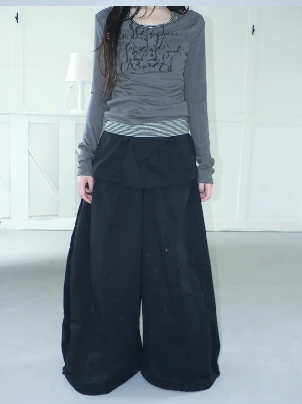 ang project Two Tier Layered Wide Leg Pants Pants