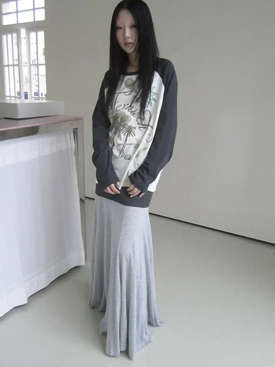 ang project Two Tone Draped A Line Skirt Skirt