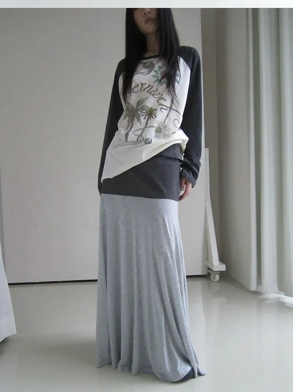 ang project Two Tone Draped A Line Skirt Skirt