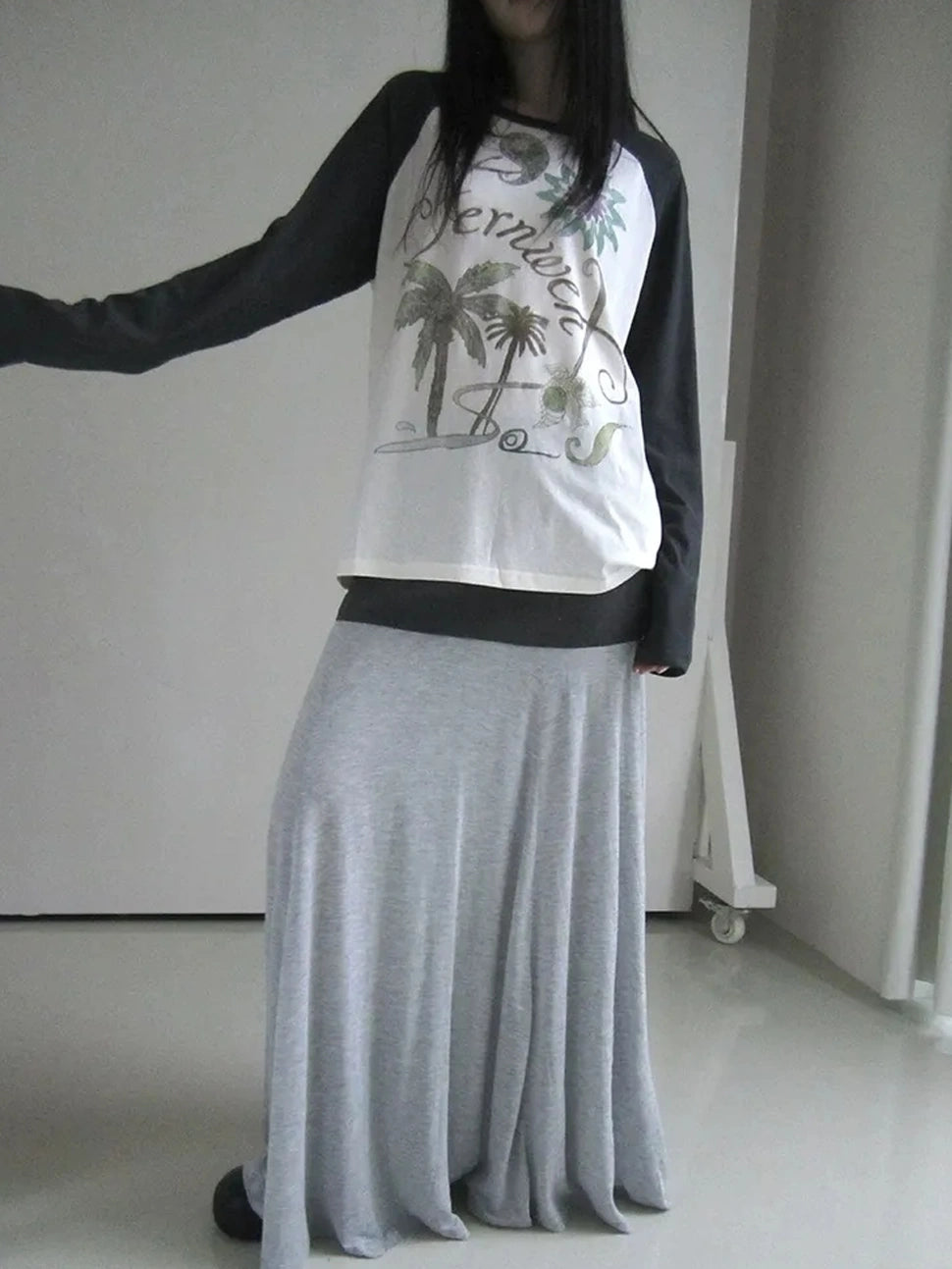 ang project Two Tone Draped A Line Skirt Skirt