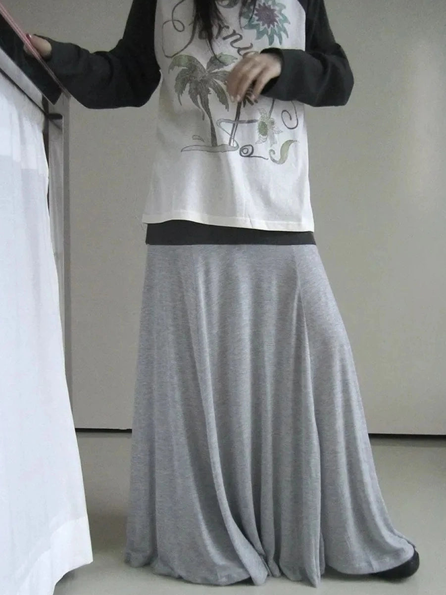 ang project Two Tone Draped A Line Skirt Skirt