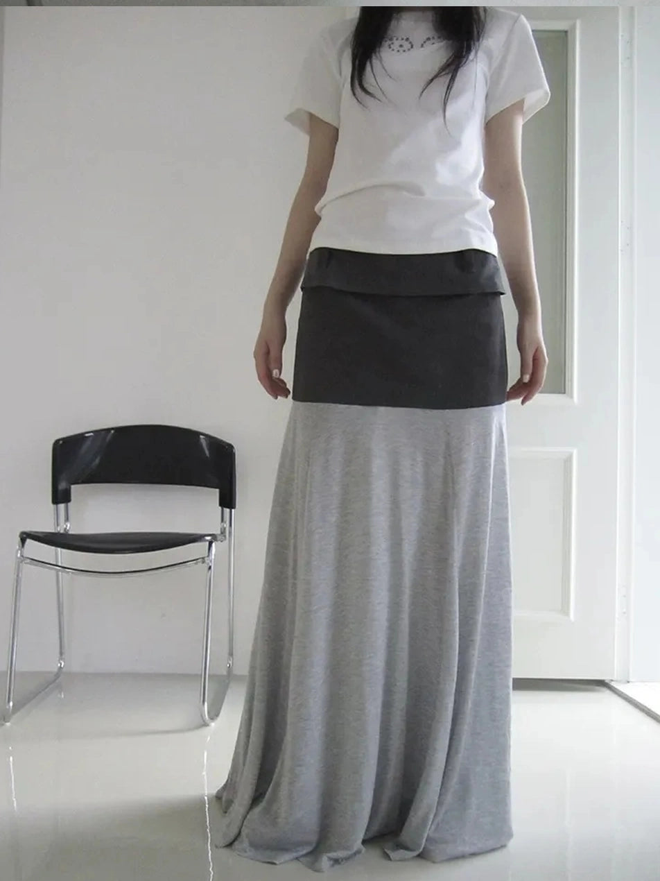 ang project Two Tone Draped A Line Skirt Skirt