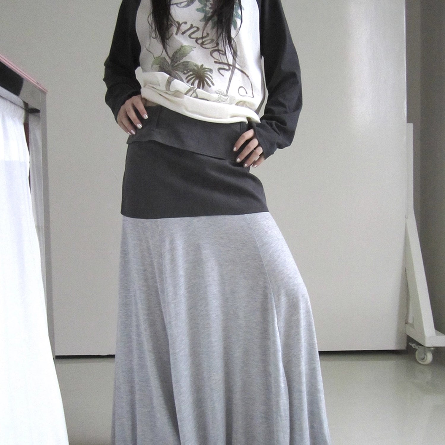 ang_project_Two_Tone_Draped_A_Line_Skirt_MISSTT