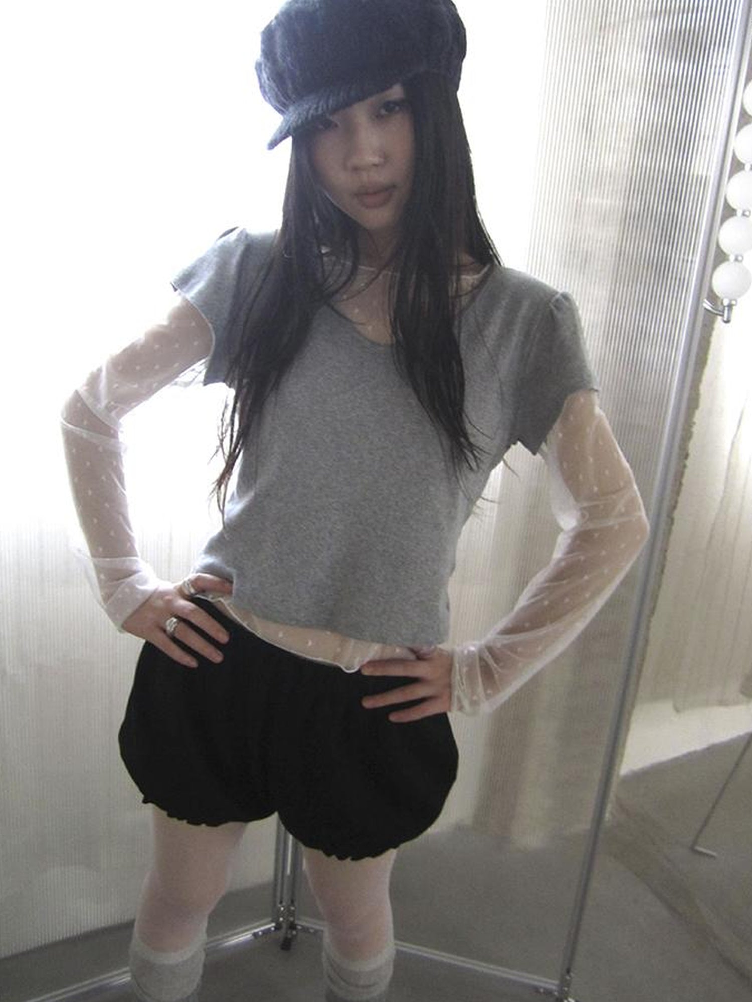 Updateang project V-Neck Crop Top With Small Wing Sleeves