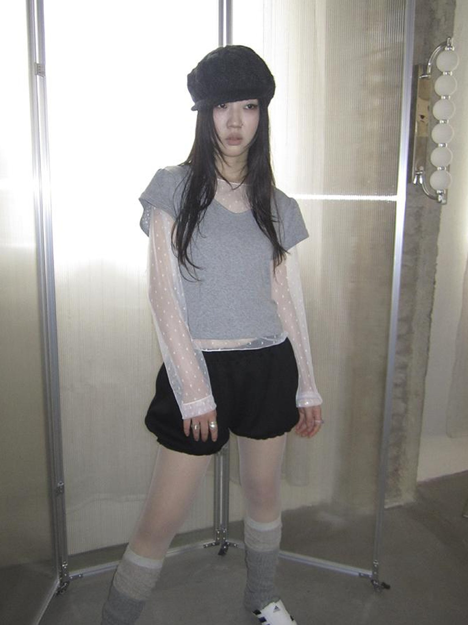 Updateang project V-Neck Crop Top With Small Wing Sleeves