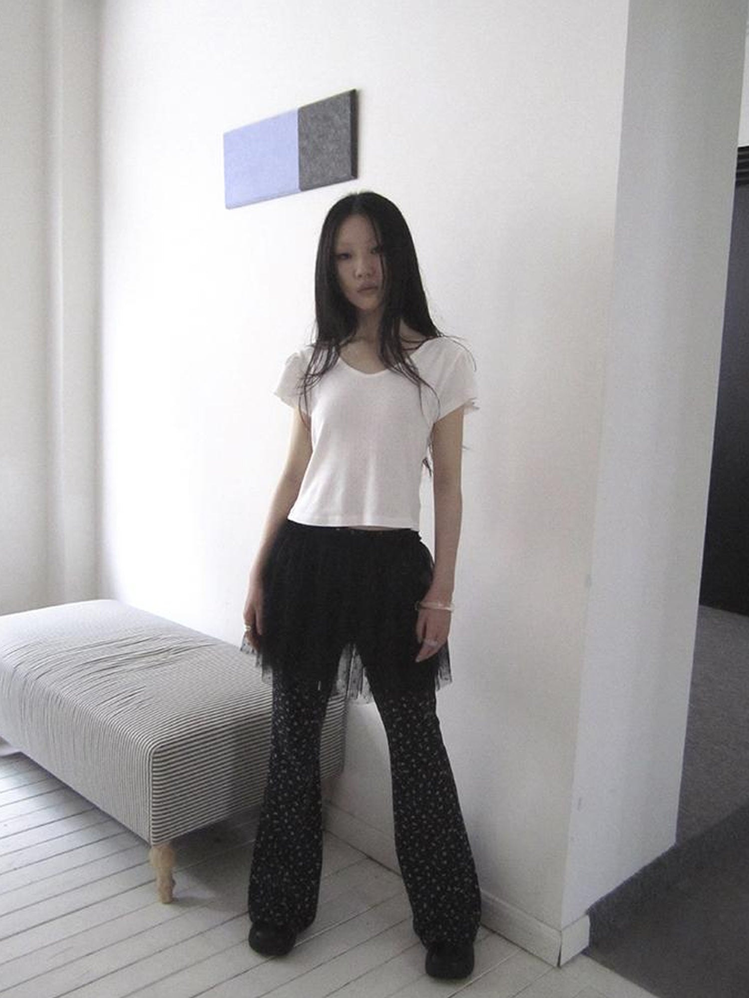 Updateang project V-Neck Crop Top With Small Wing Sleeves