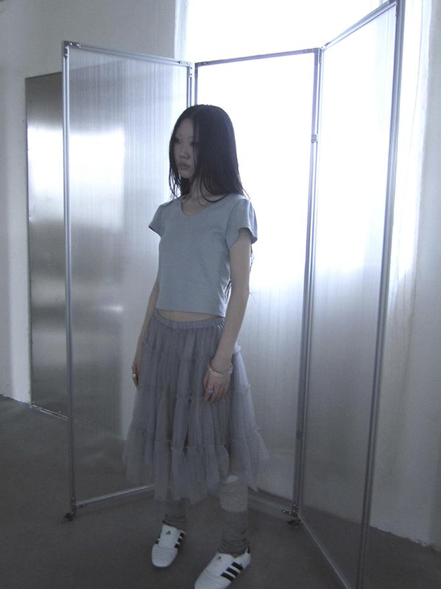 Updateang project V-Neck Crop Top With Small Wing Sleeves