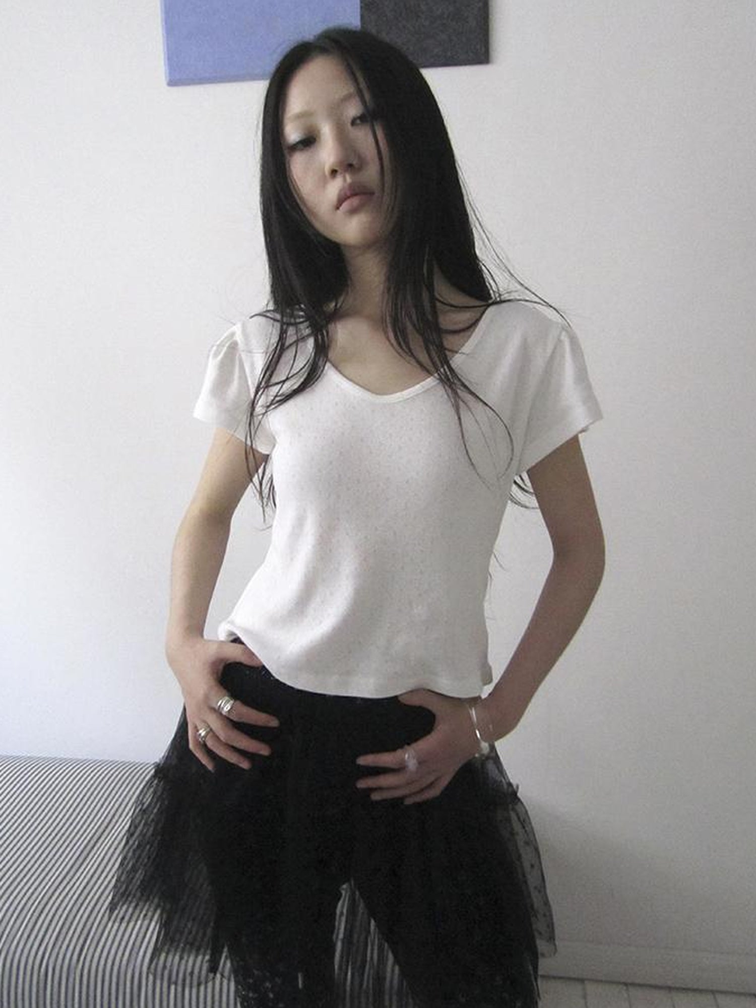 Updateang project V-Neck Crop Top With Small Wing Sleeves