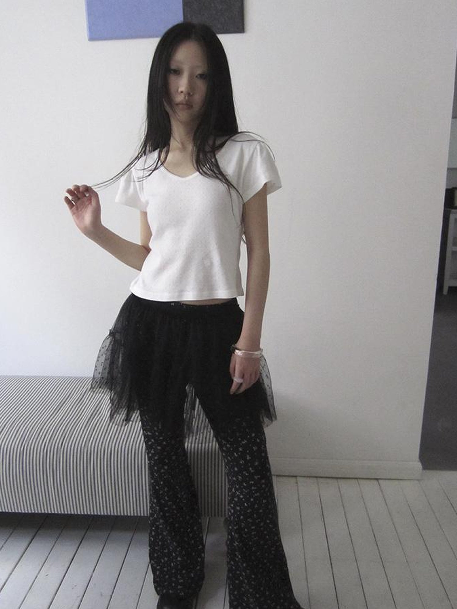 Updateang project V-Neck Crop Top With Small Wing Sleeves