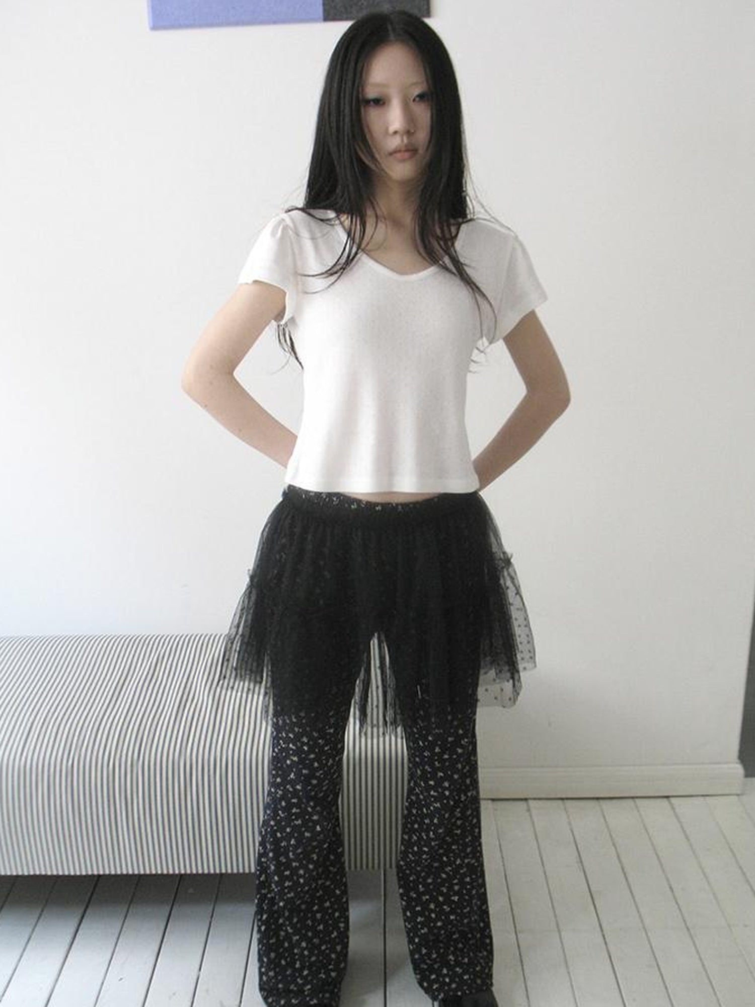 Updateang project V-Neck Crop Top With Small Wing Sleeves