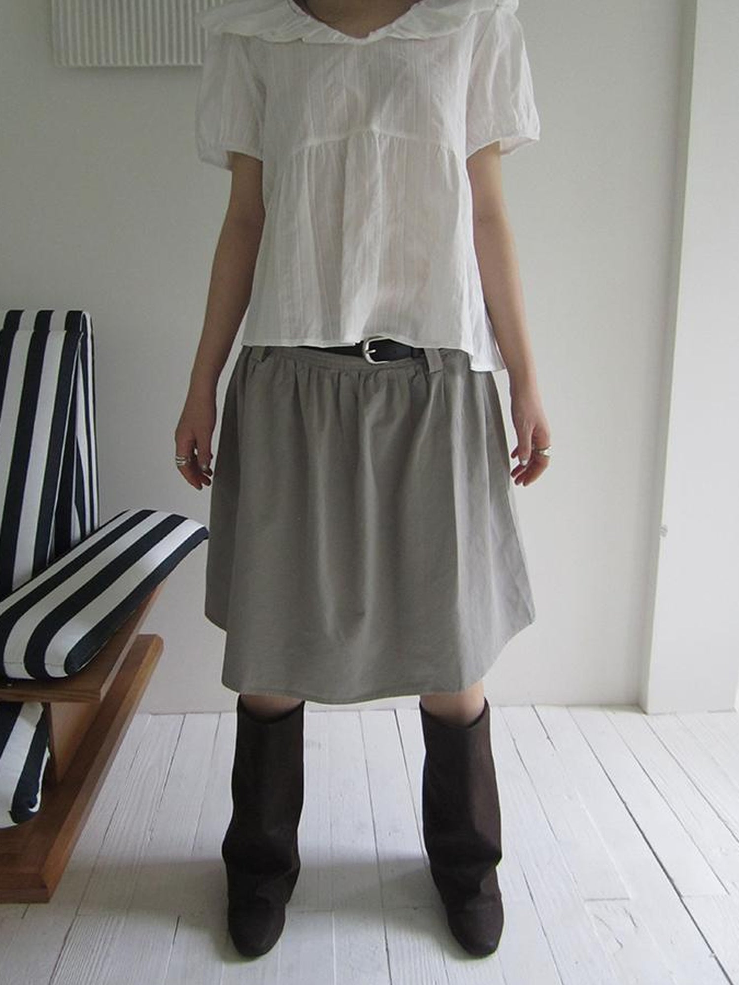ang project Vintage A Line Skirt With Belt For Hip Coverage