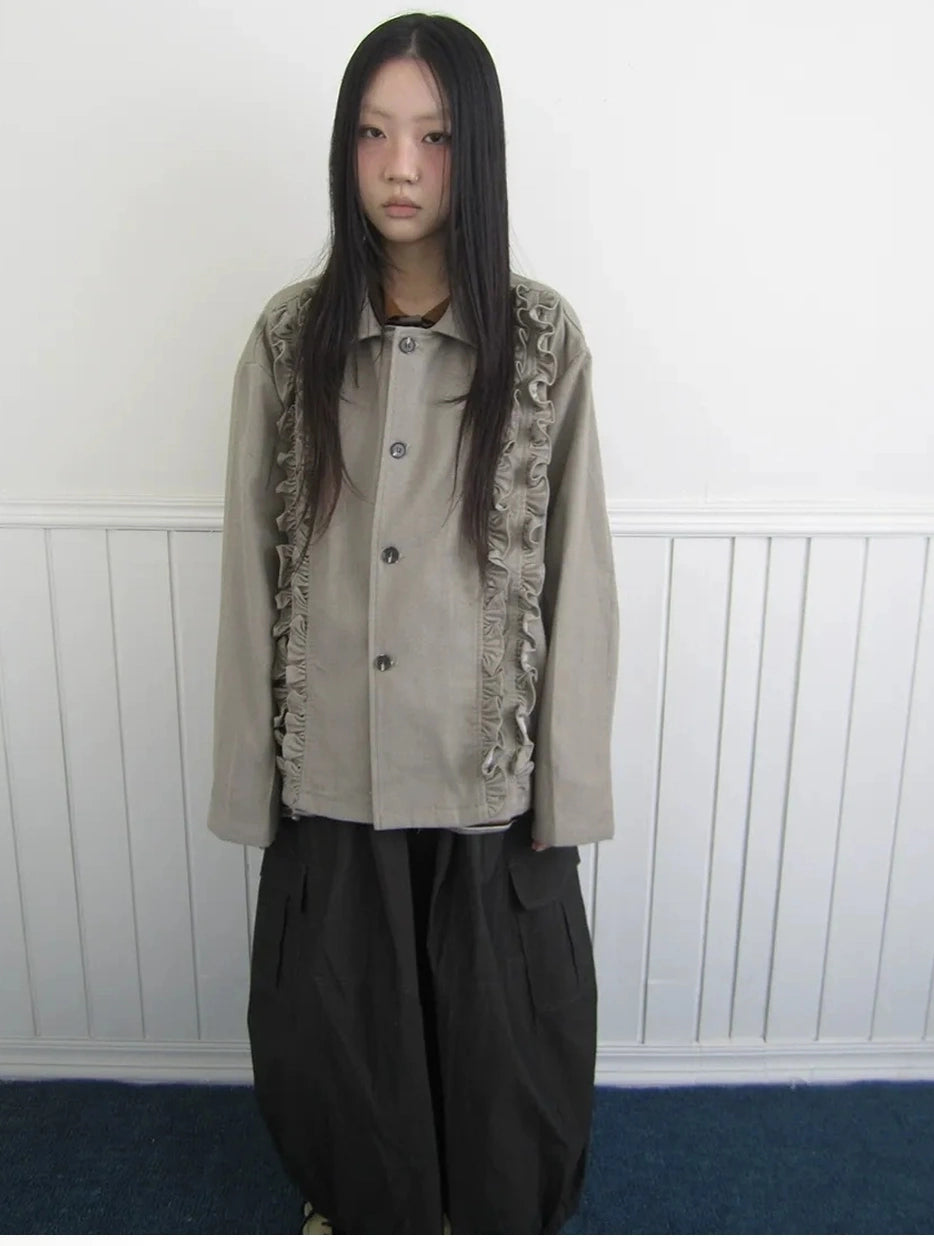 ang project Vintage Autumn Notched Collar Single Breasted Wool Coat Jacket