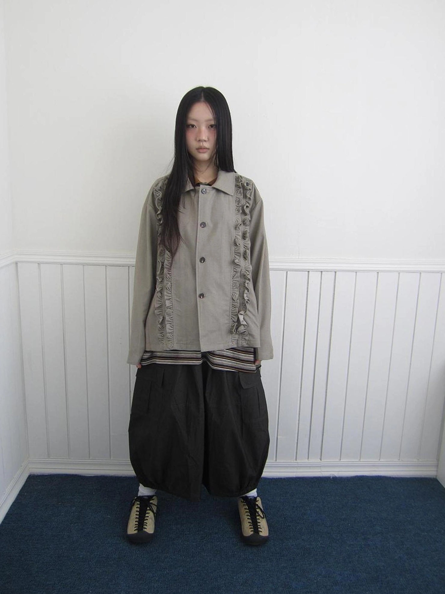 ang project Vintage Autumn Notched Collar Single Breasted Wool Coat Jacket