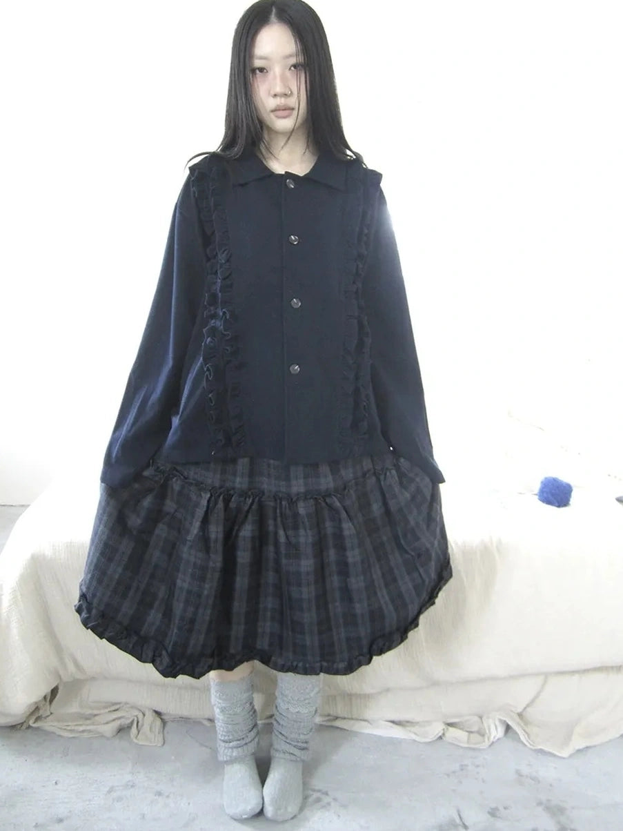 ang project Vintage Autumn Notched Collar Single Breasted Wool Coat Jacket