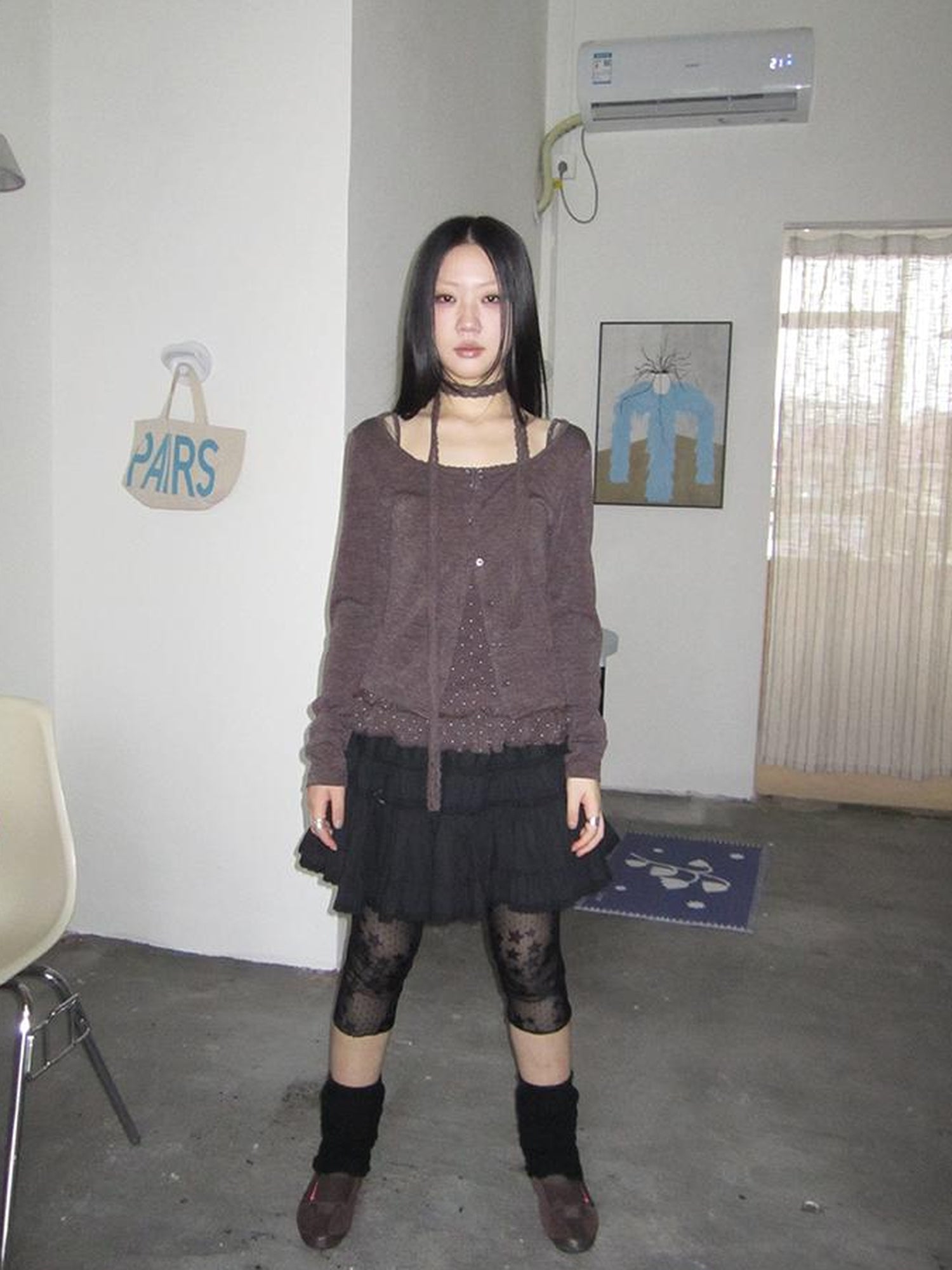 ang project Vintage Black Lace Trim A Line Skirt With Elastic Waist