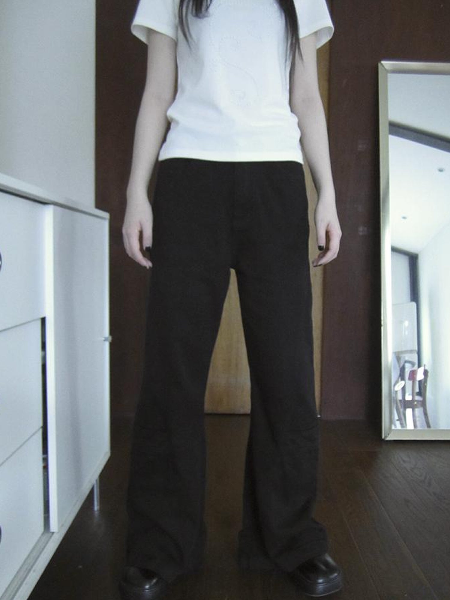 ang project Vintage Black Washed High Waisted Wide Leg Flare Jeans