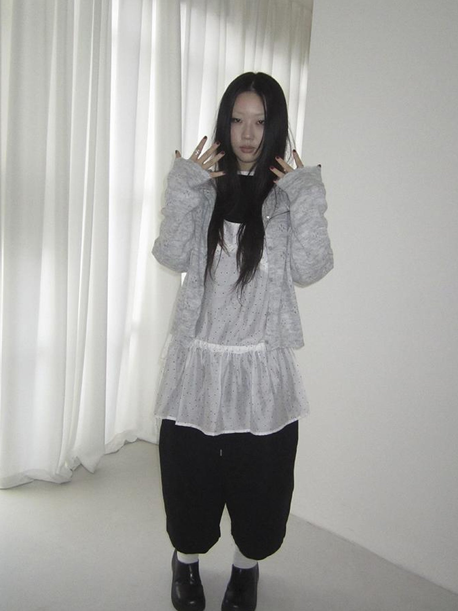 Vintage Button Down Openwork Hooded Knit Cardigan