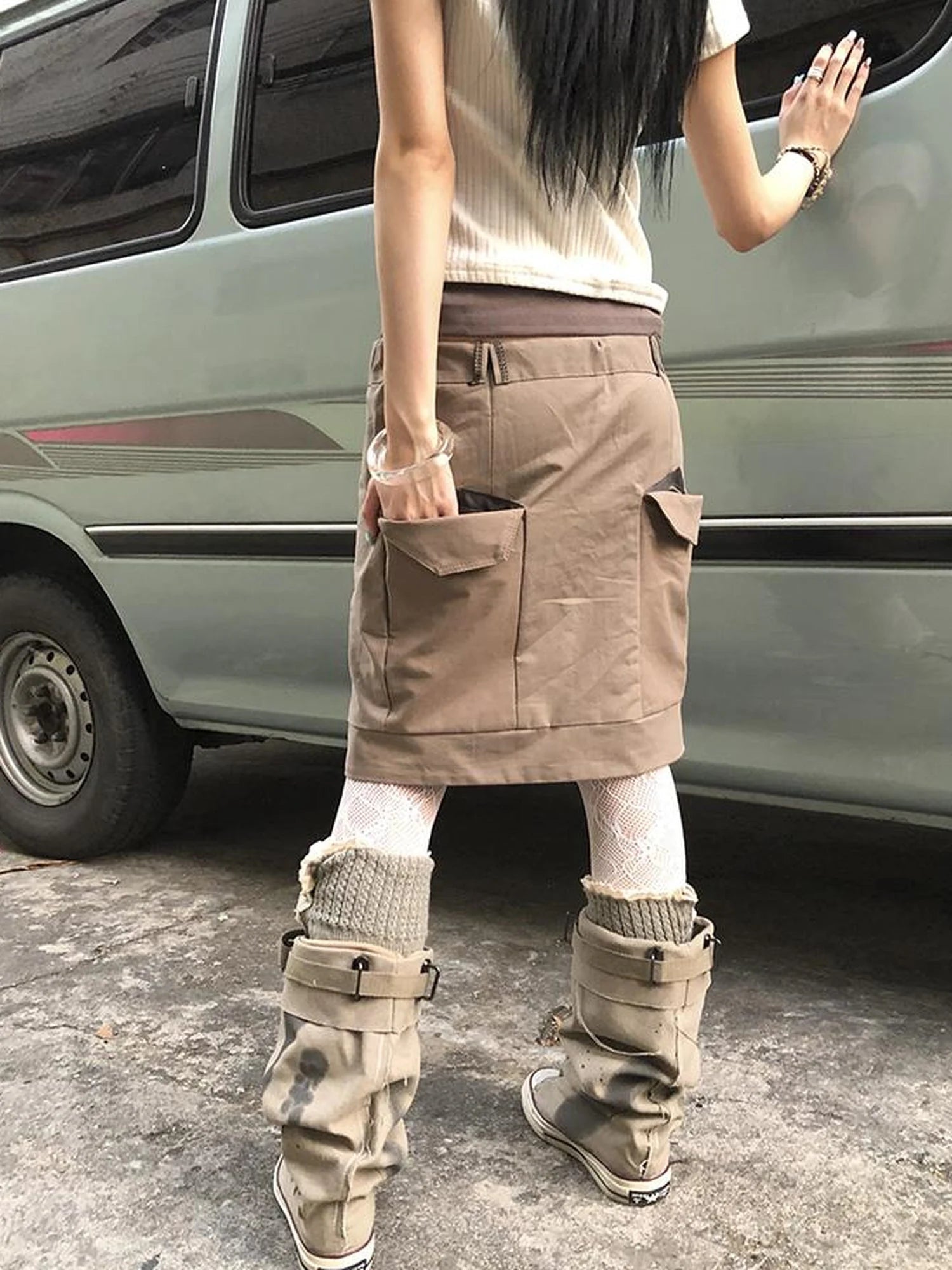 Vintage Button Tie High Waist Flowy Denim Short Skirt