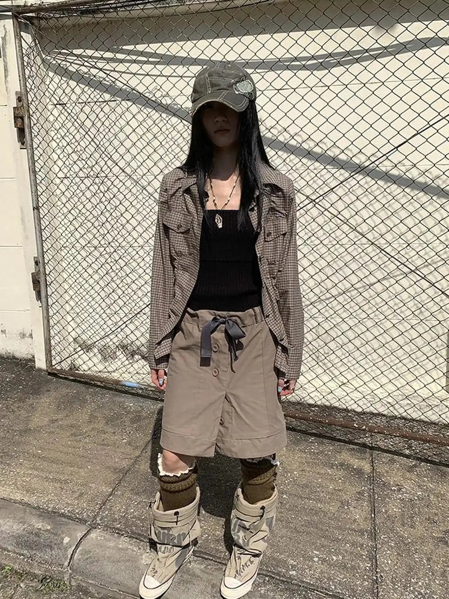 Vintage Button Tie High Waist Flowy Denim Short Skirt