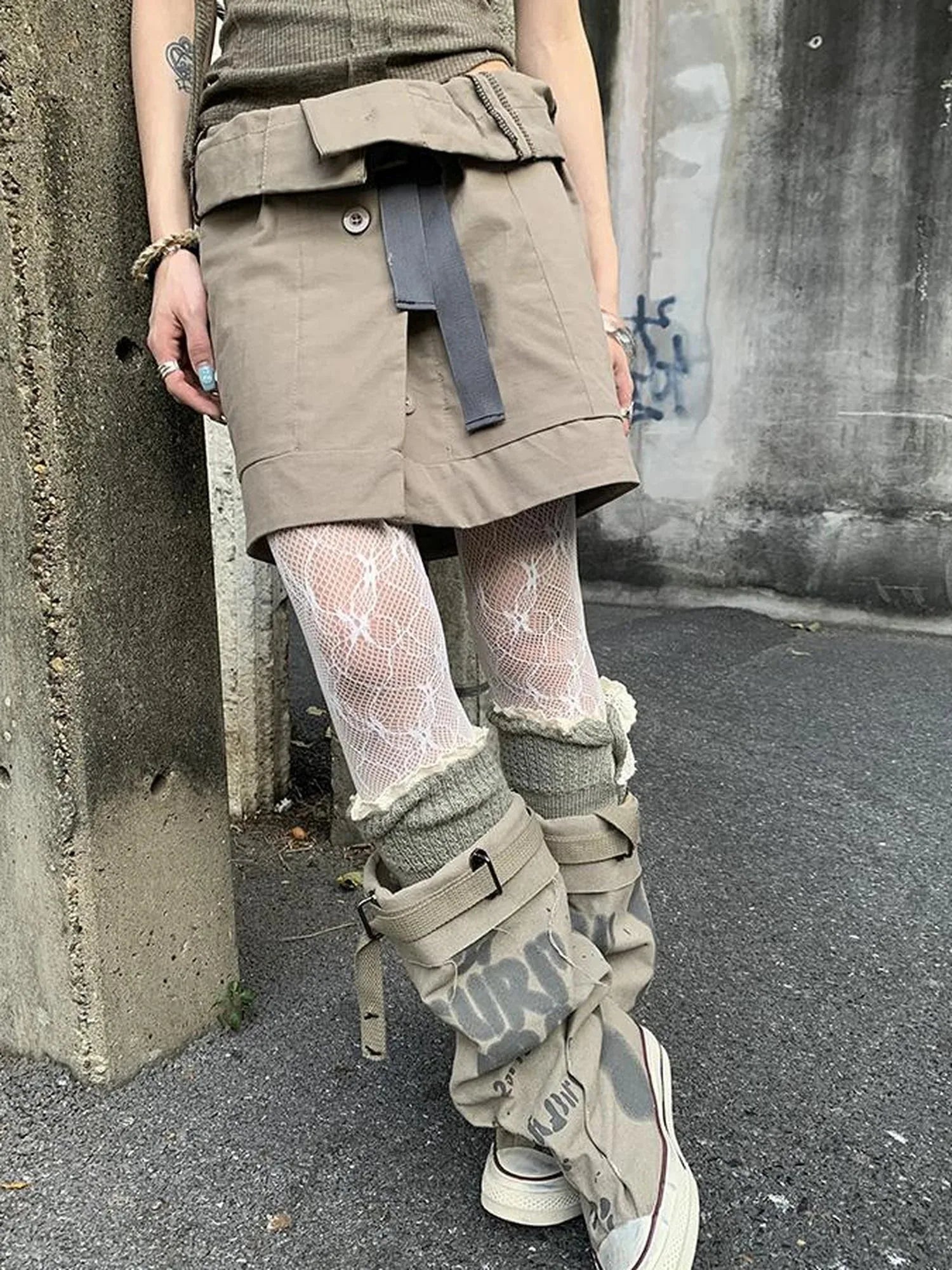 Vintage Button Tie High Waist Flowy Denim Short Skirt