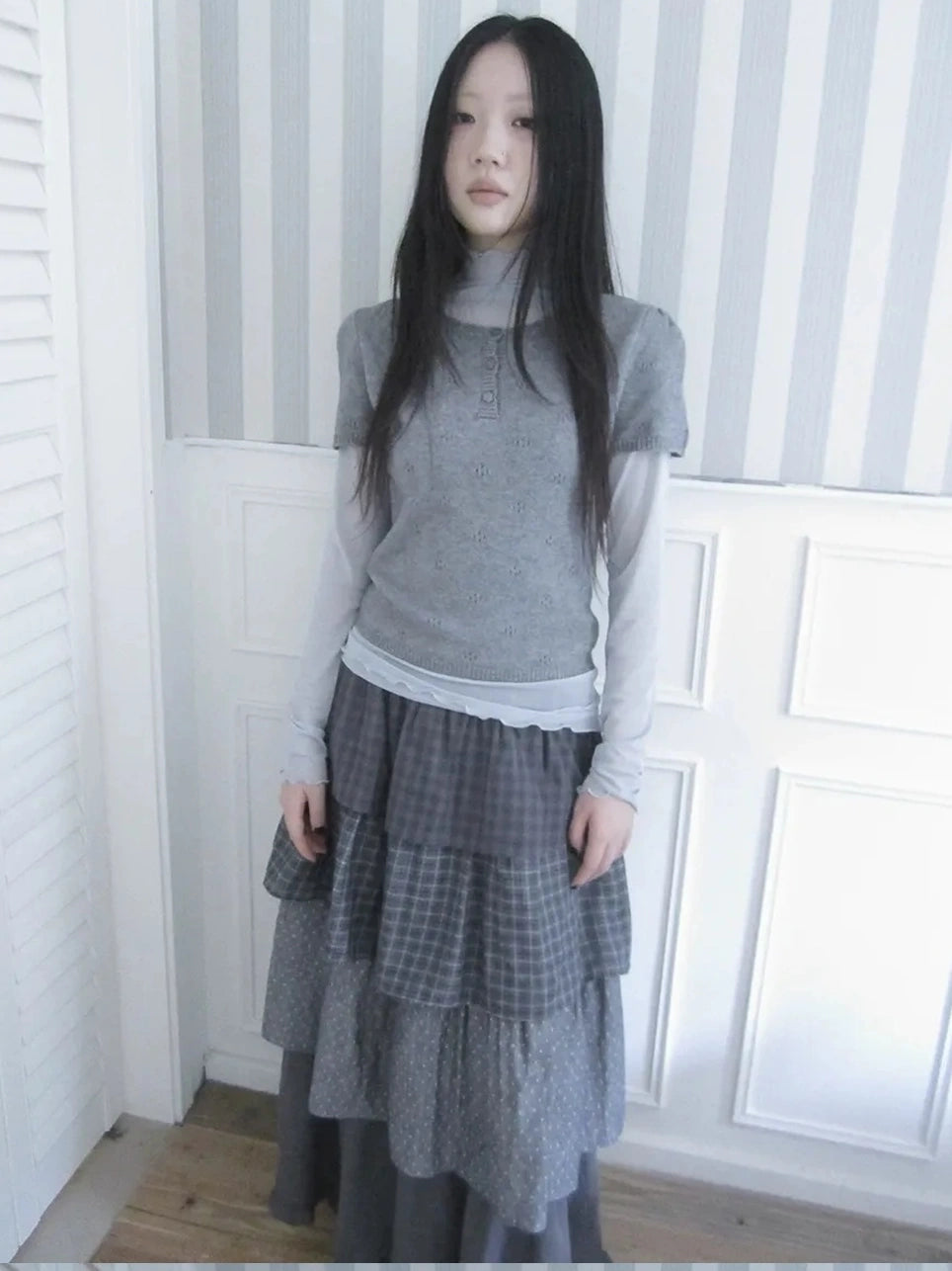 ang project Vintage Button Up Knit Tee Cardigan