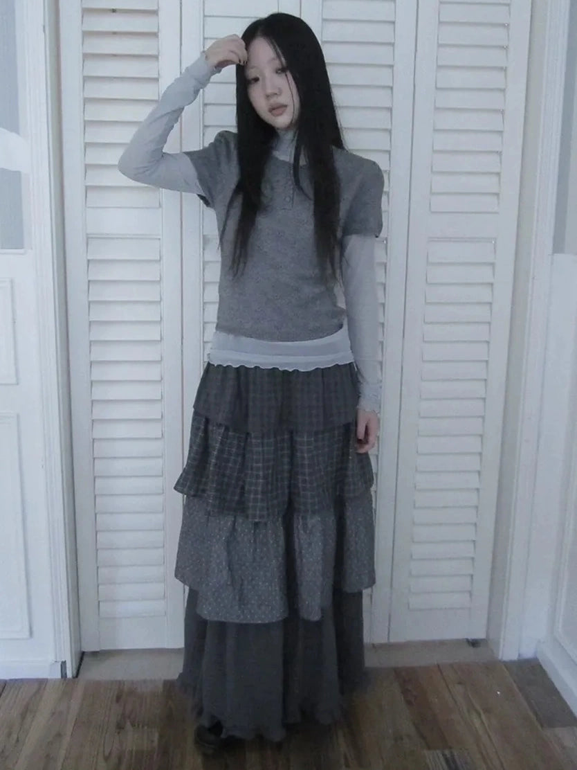 ang project Vintage Button Up Knit Tee Cardigan